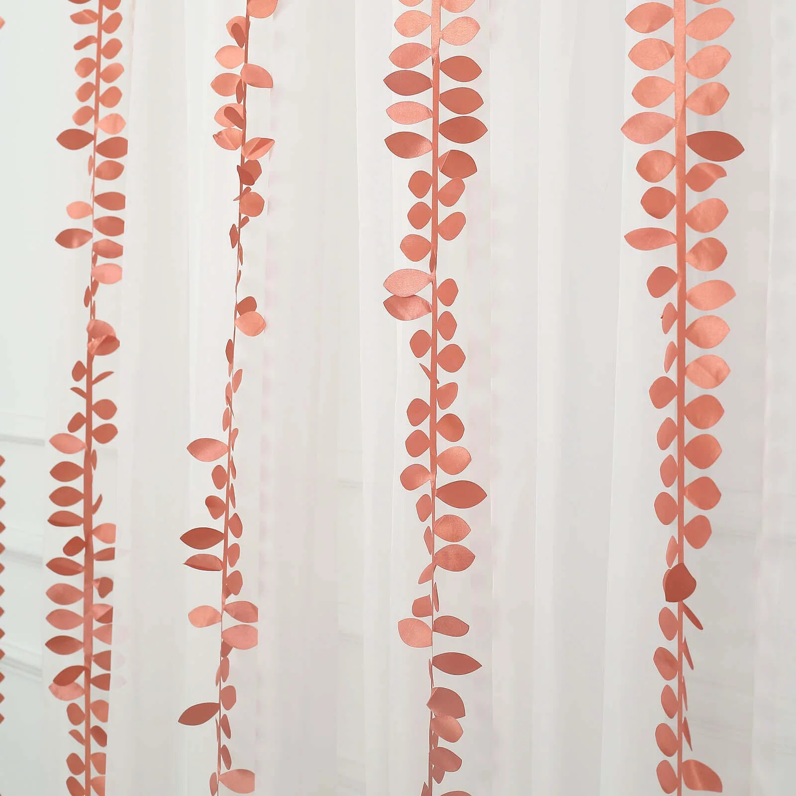 Leaf Petal Taffeta Ribbon Sash Terracotta (Rust) 50ft 4" - Artificial DIY Fabric Garland - Image 4