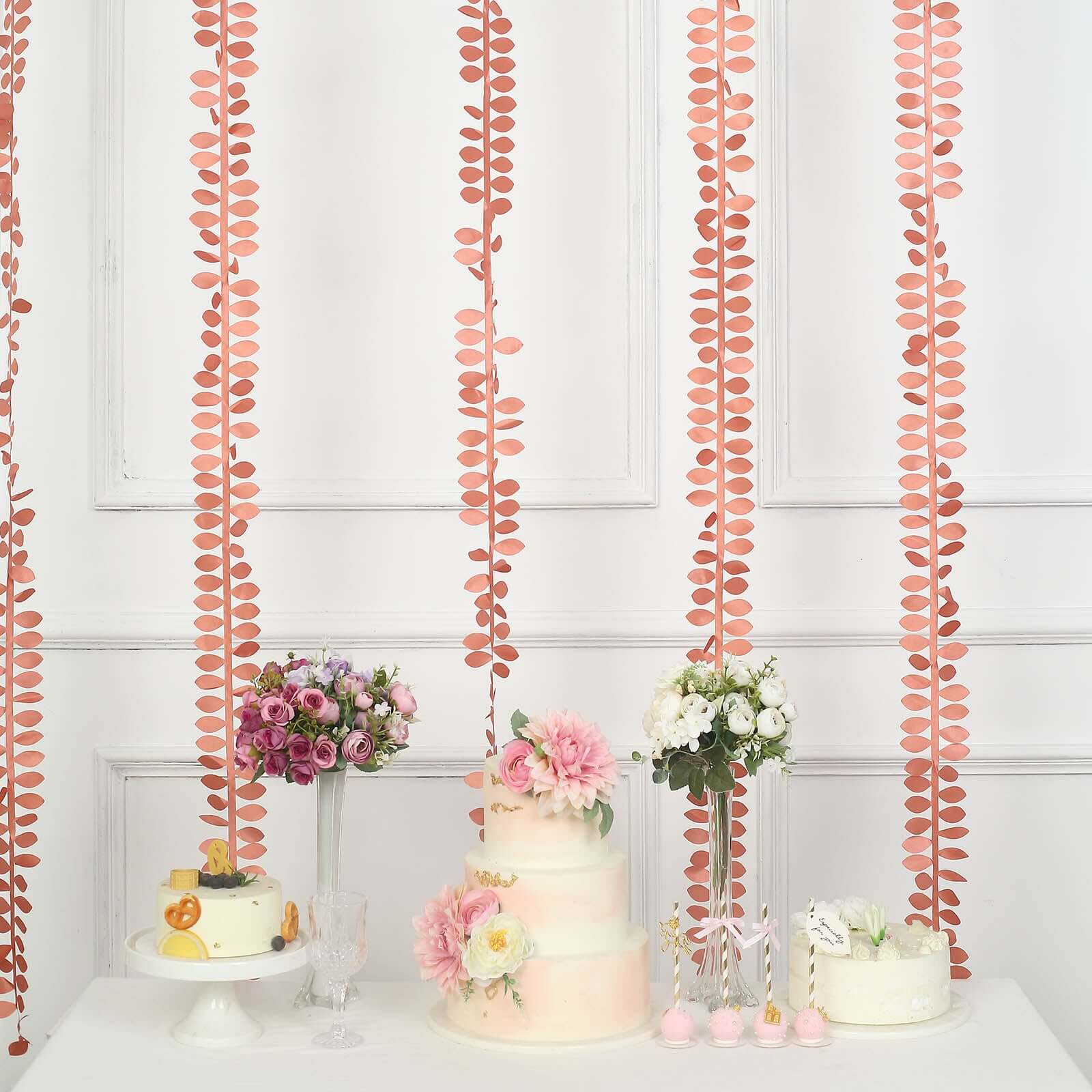 Leaf Petal Taffeta Ribbon Sash Terracotta (Rust) 50ft 4" - Artificial DIY Fabric Garland - Image 6