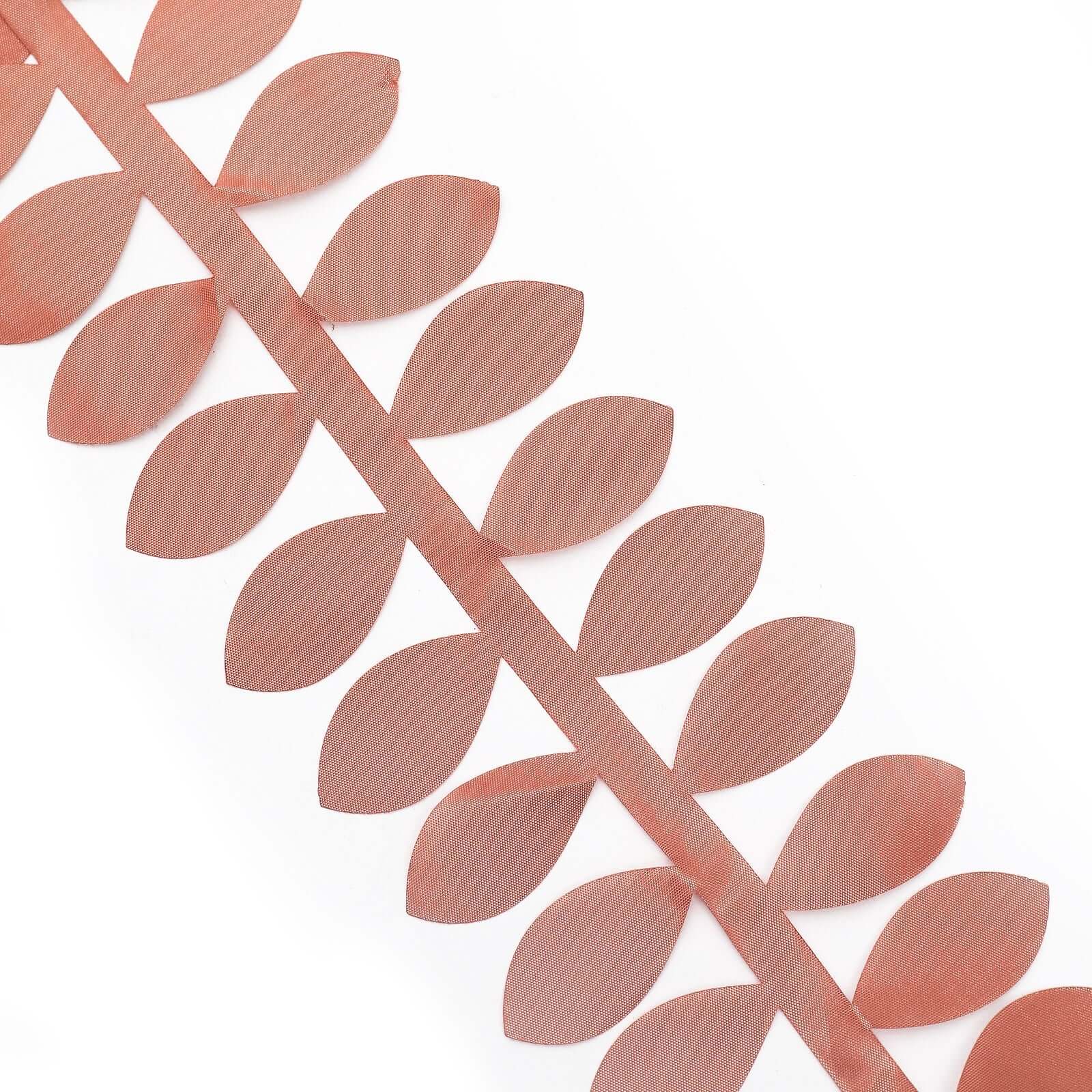 Leaf Petal Taffeta Ribbon Sash Terracotta (Rust) 50ft 4" - Artificial DIY Fabric Garland - Image 7