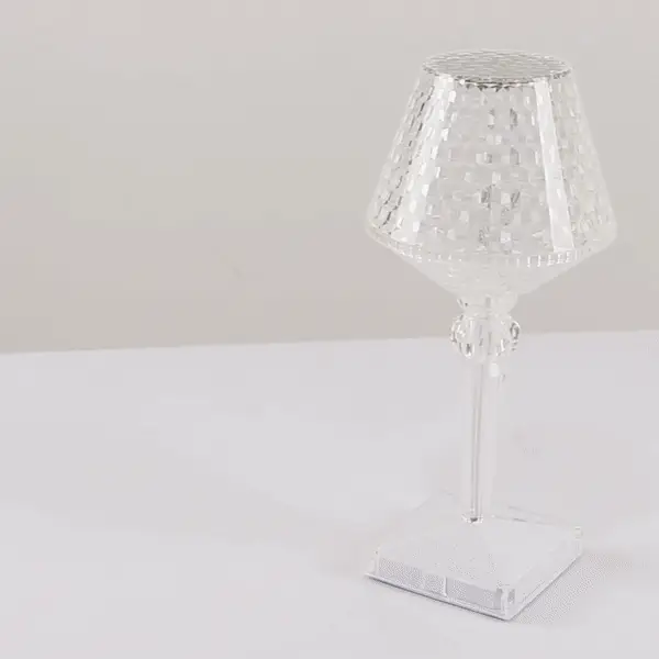 LED Acrylic Crystal Table Lamp 10" Cup Shape Design - Color Changing Cordless Rechargeable Touch Control Accent Light - Image 2