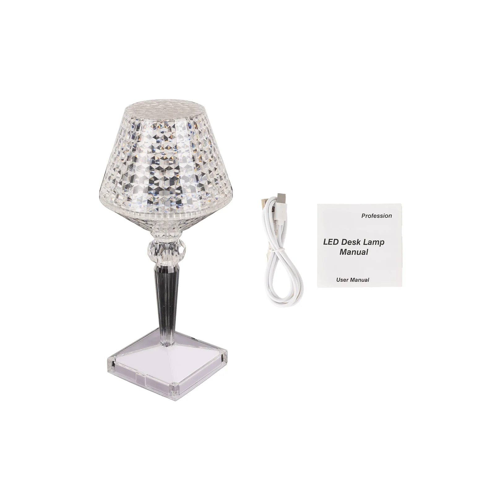 LED Acrylic Crystal Table Lamp 10" Cup Shape Design - Color Changing Cordless Rechargeable Touch Control Accent Light - Image 6