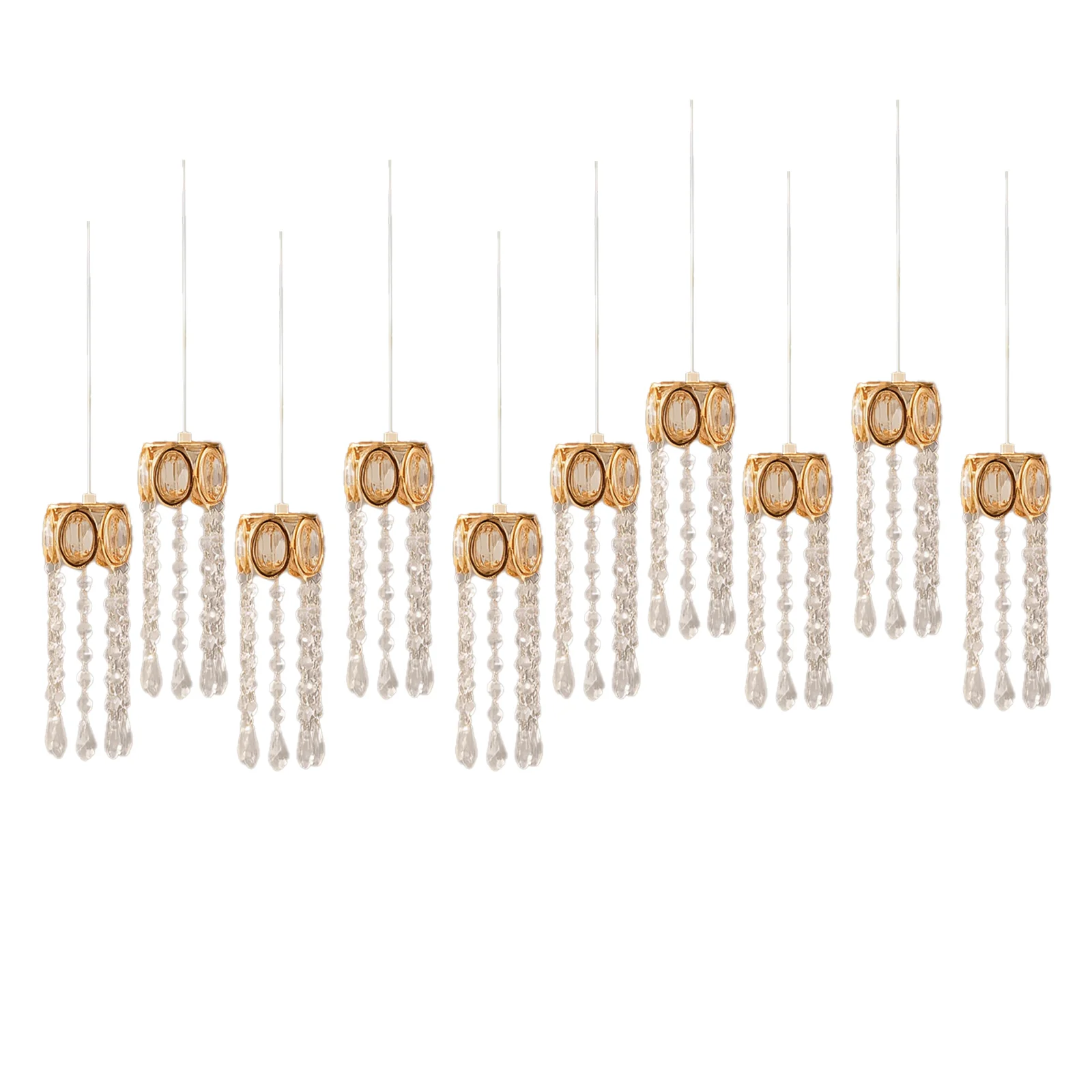LED Crystal String Lights, Gold Oval Frame with Hanging Teardrop Pendants, Warm White Plug-in Chandelier Décor - Image 7