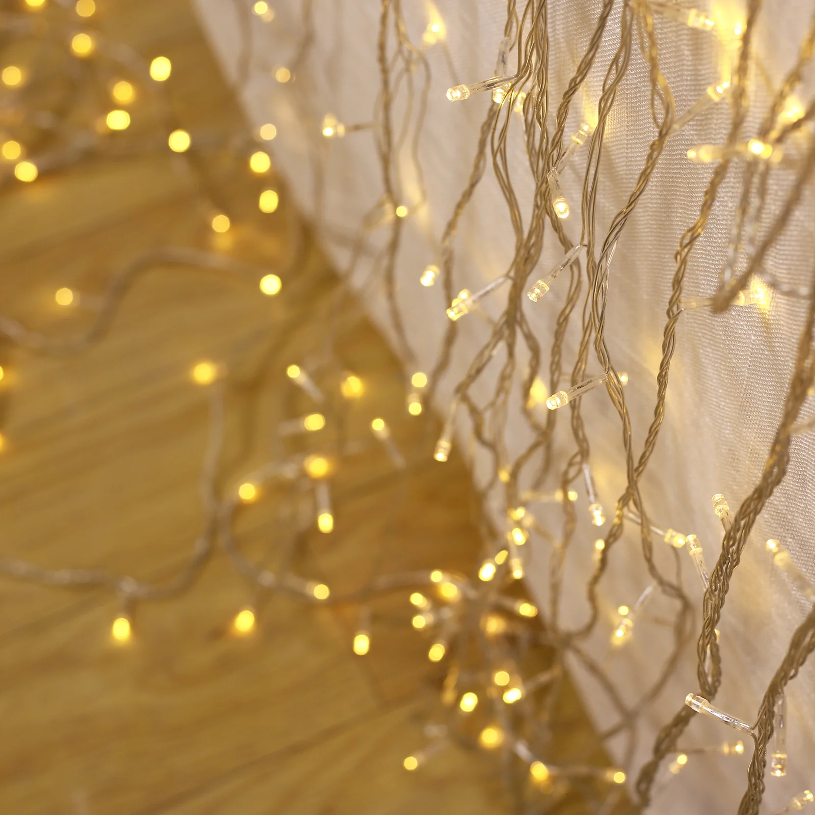 LED Curtain String Lights 10ft x 50ft – Warm White 1500 LED Plug-In Fairy Lights, 8 Modes, End-to-End Connectable, Indoor/Outdoor Use - Image 8