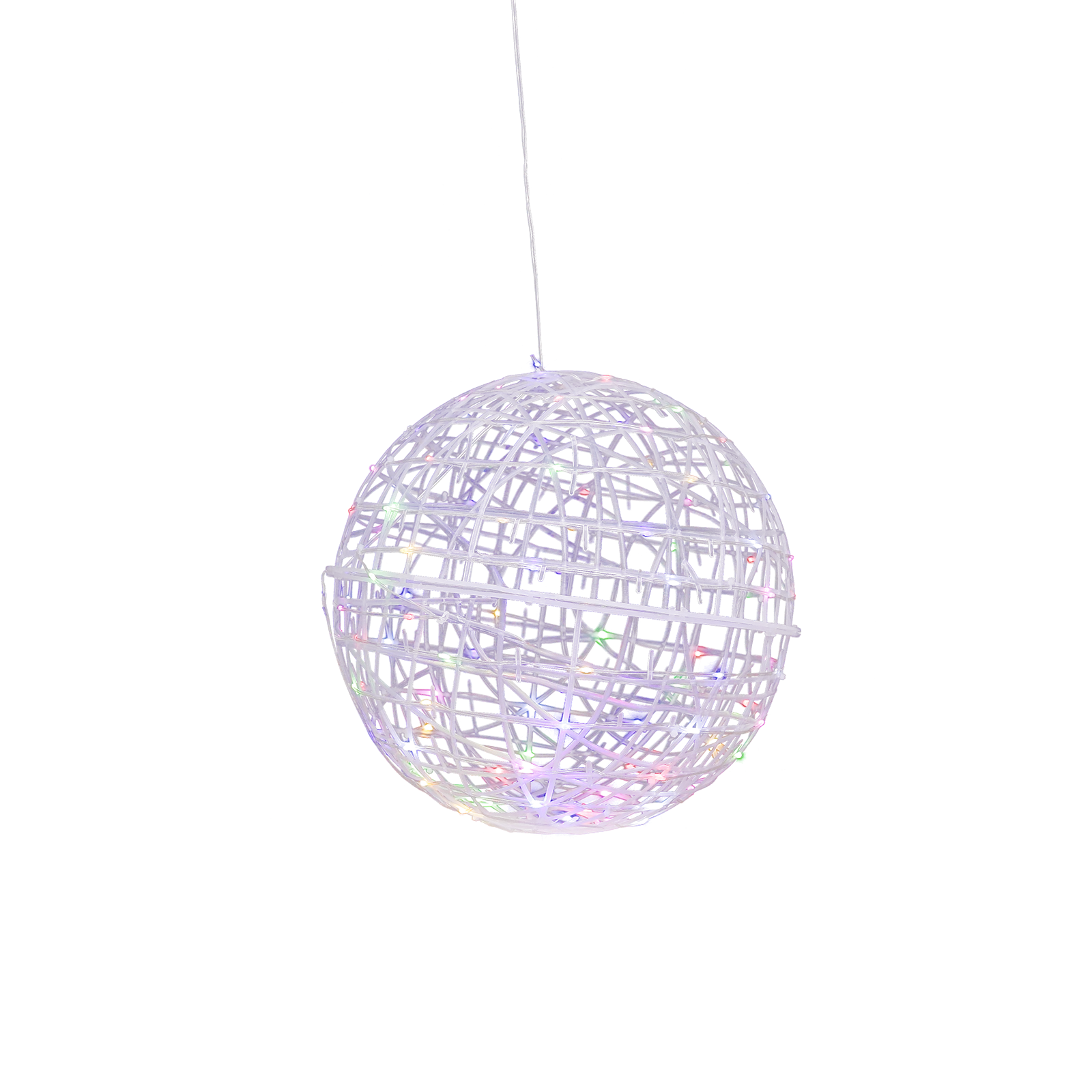 4 Pack 15" LED Lighted Decorative Sphere Balls – White Woven Rattan Orbs, 400 Multicolor LEDs, 8 Lighting Modes, End-to-End Connectable, Plug-In - Image 2