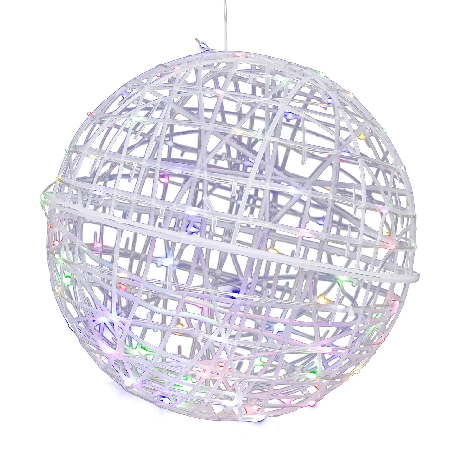 4 Pack 19" LED Lighted Decorative Sphere Balls – White Woven Rattan Orbs, 520 Multicolor LEDs, 8 Lighting Modes, End-to-End Connectable, Plug-In - Image 2