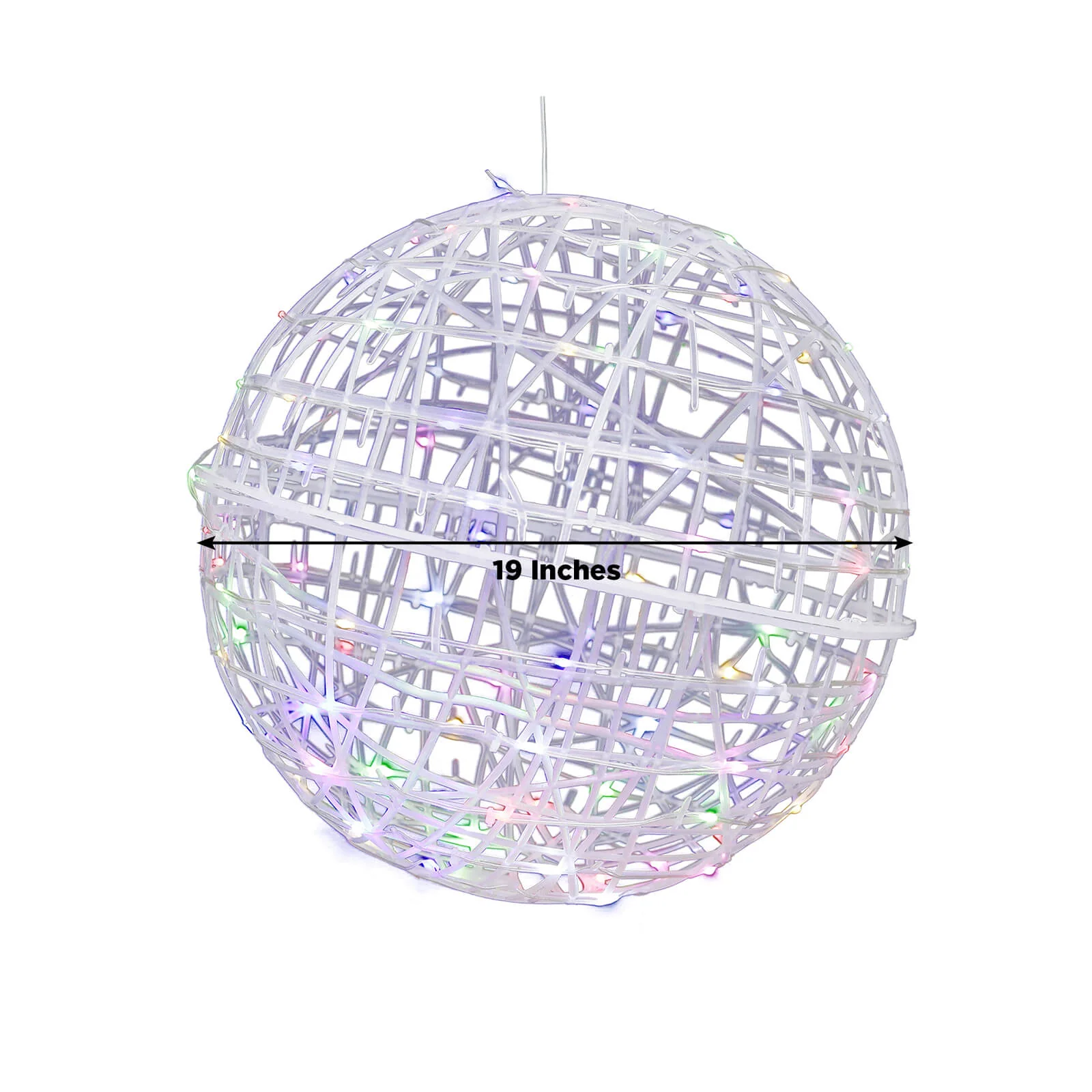 4 Pack 19" LED Lighted Decorative Sphere Balls – White Woven Rattan Orbs, 520 Multicolor LEDs, 8 Lighting Modes, End-to-End Connectable, Plug-In - Image 3