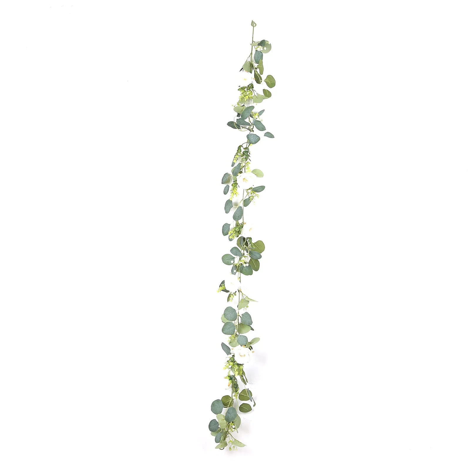 LED Greenery Garland with Artificial Eucalyptus & Peony Florals - Battery Operated Green Garland for Table & Fireplace Décor - 5.5ft - Image 5