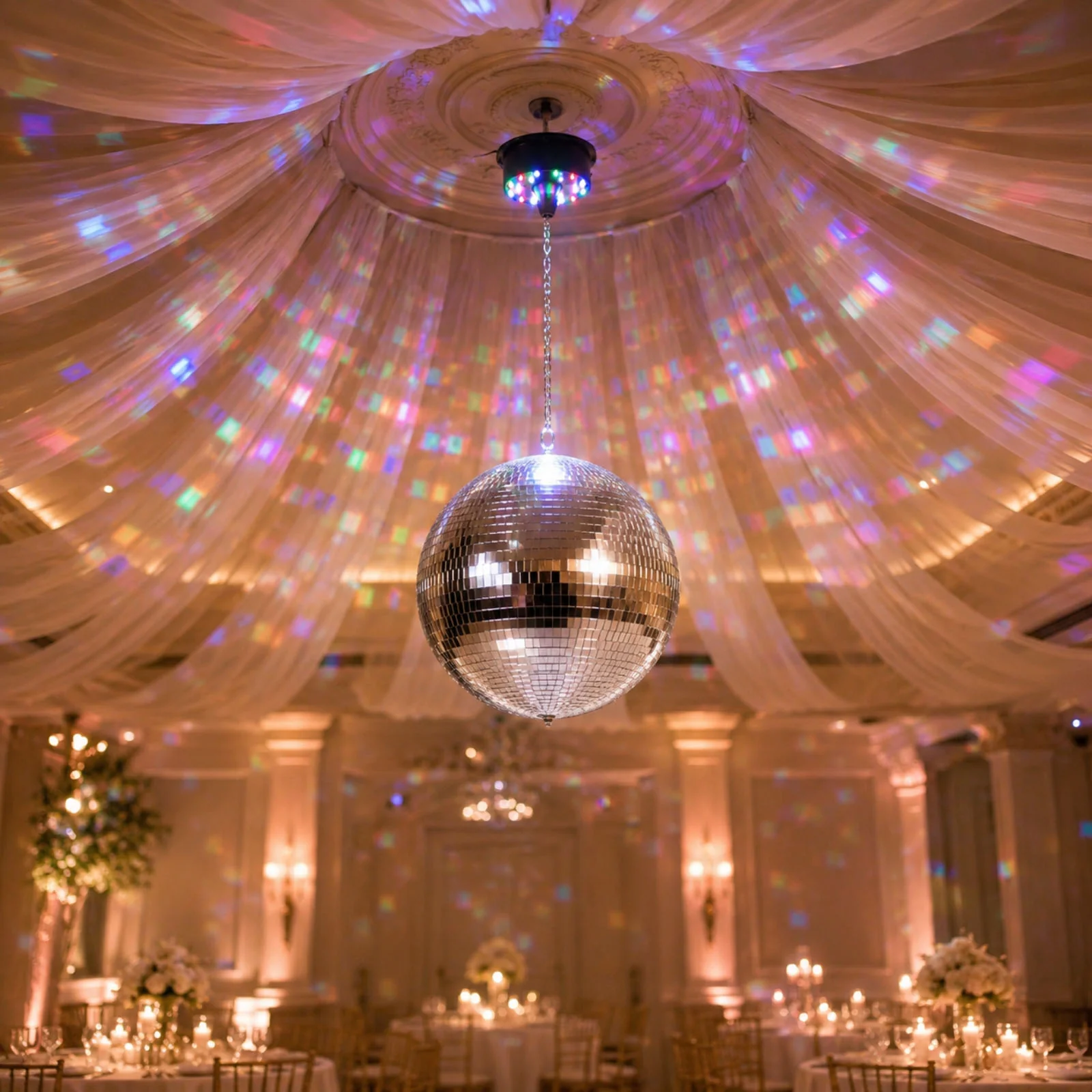 LED Light Rotating Heavy Duty Motor For Hanging Mirror Disco Ball, 5 RPM Battery Operated Motor With 8" Hanging Chain - Image 6