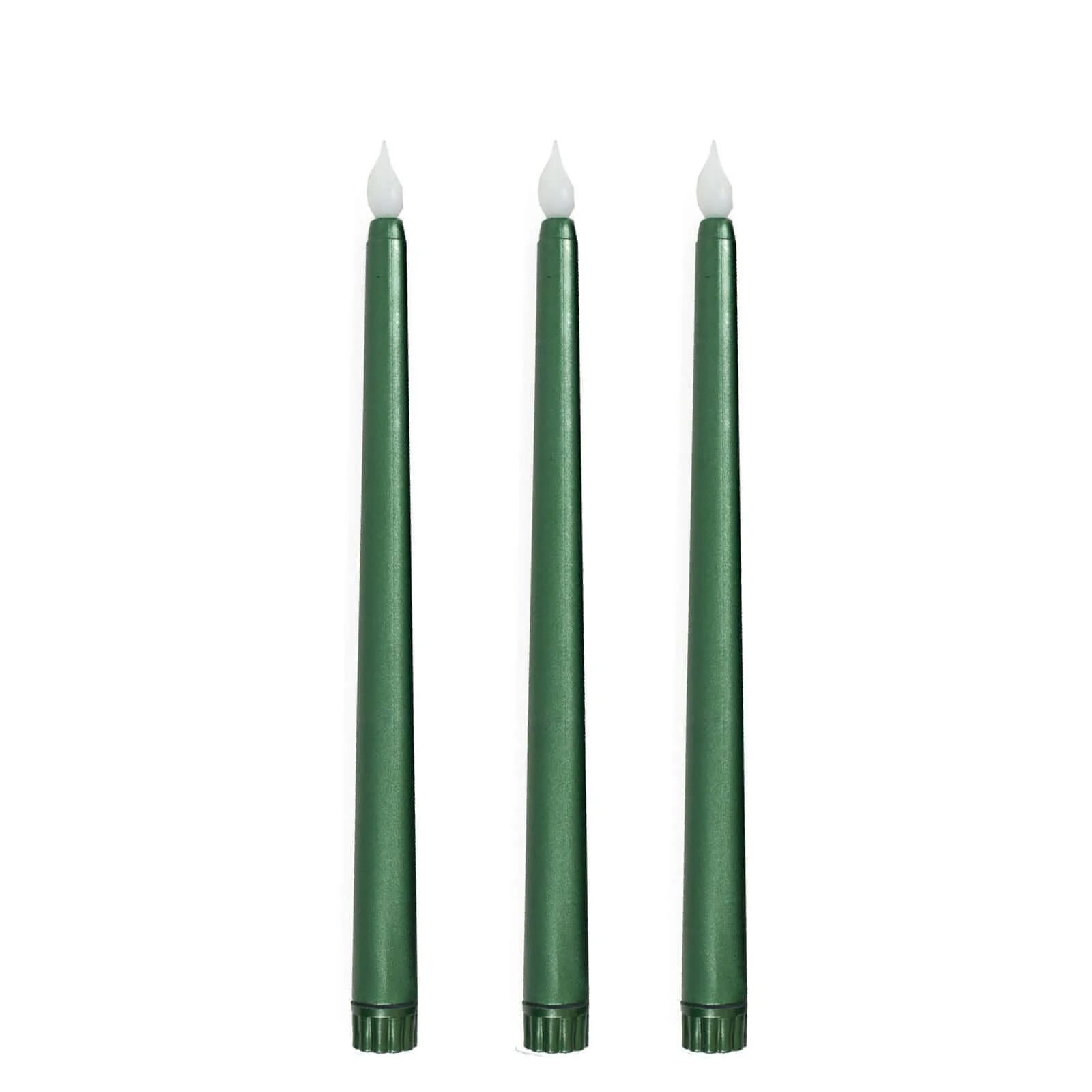 3-Pack LED Taper Candles 11" Warm Flickering Hunter Emerald Green - Flameless Decorative Lighting - Image 7