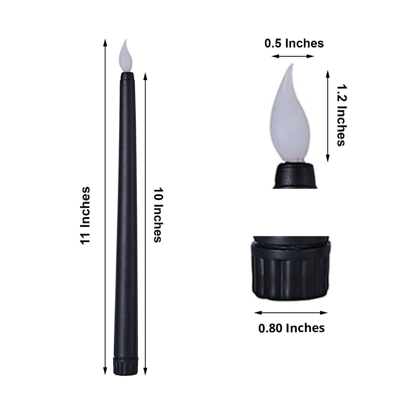 3-Pack LED Taper Candles 11" Warm Flickering Black - Flameless Decorative Lighting - Image 3