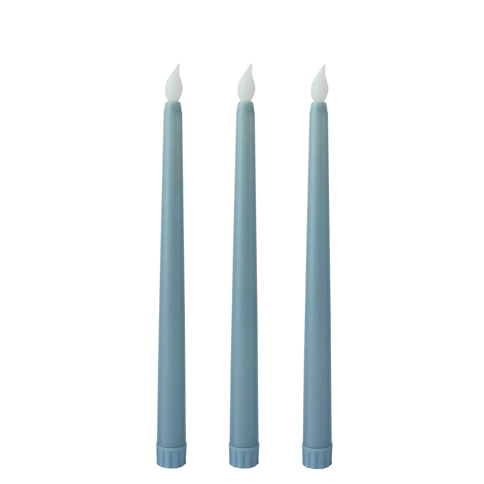 3-Pack LED Taper Candles 11" Warm Flickering Dusty Blue - Flameless Decorative Lighting - Image 7