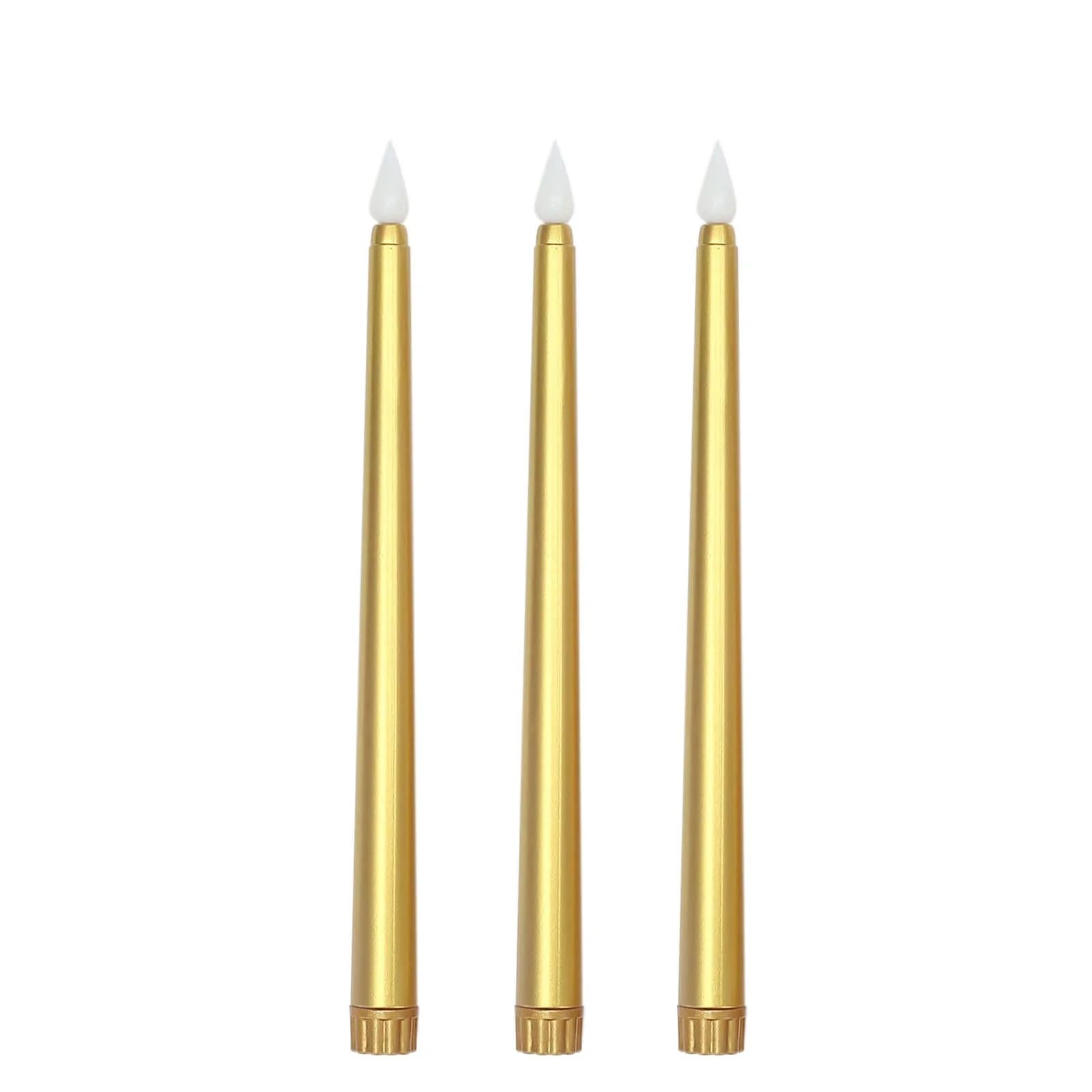 3-Pack LED Taper Candles 11" Warm Flickering Gold - Flameless Decorative Lighting - Image 8