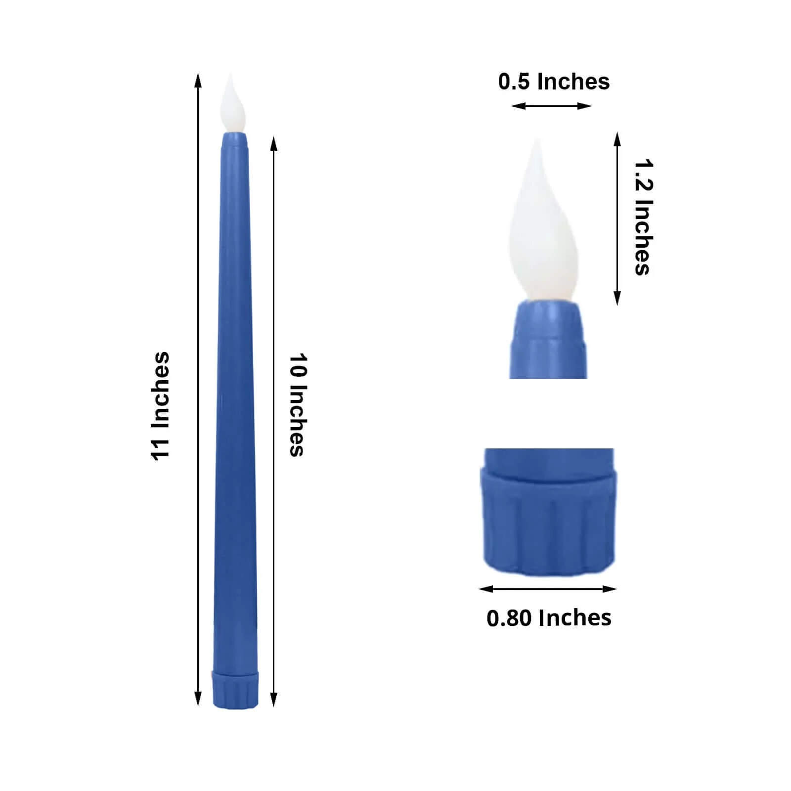 8-Pack LED Taper Candles 11" Flickering Mixed Blue - Flameless Battery Operated Lighting - Image 3