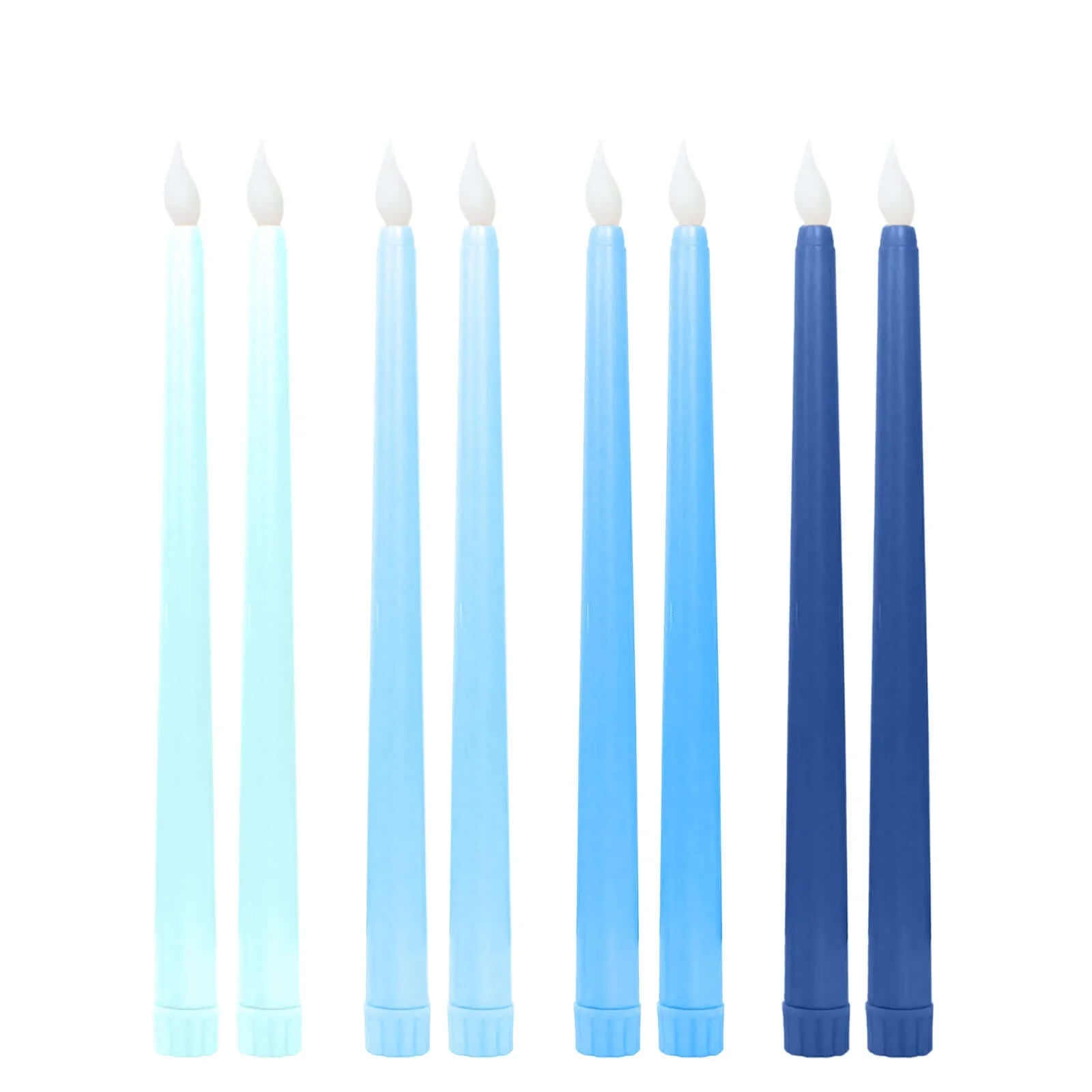 8-Pack LED Taper Candles 11" Flickering Mixed Blue - Flameless Battery Operated Lighting - Image 7