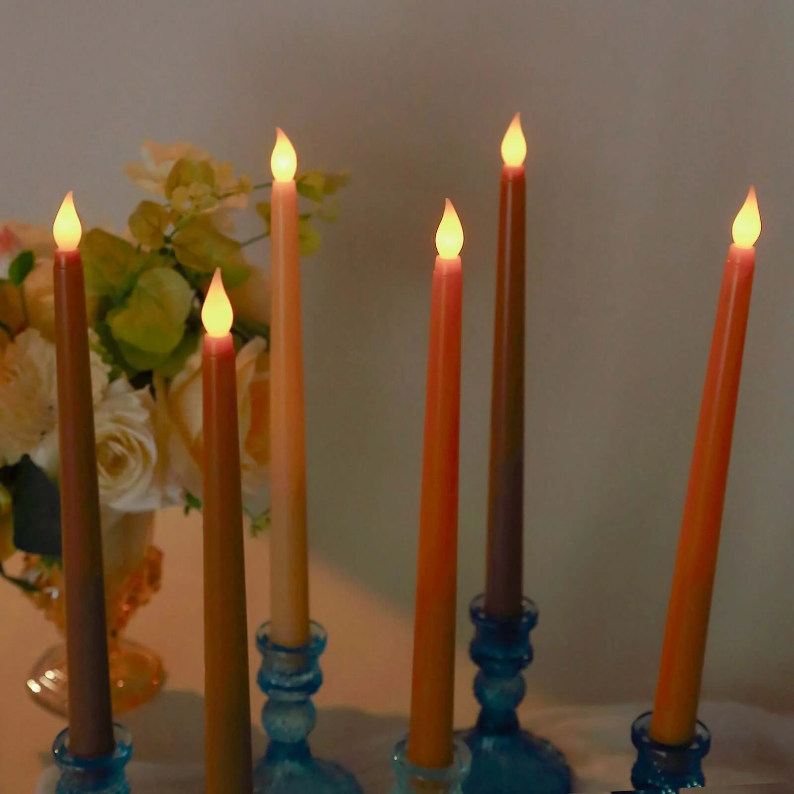 8-Pack LED Taper Candles 11" Flickering Mixed Natural - Flameless Battery Operated Lighting - Image 2