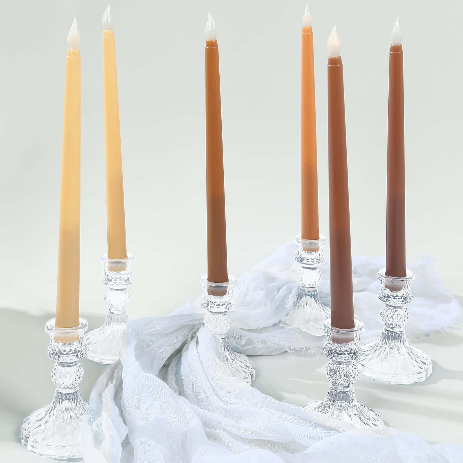 8-Pack LED Taper Candles 11" Flickering Mixed Natural - Flameless Battery Operated Lighting - Image 8