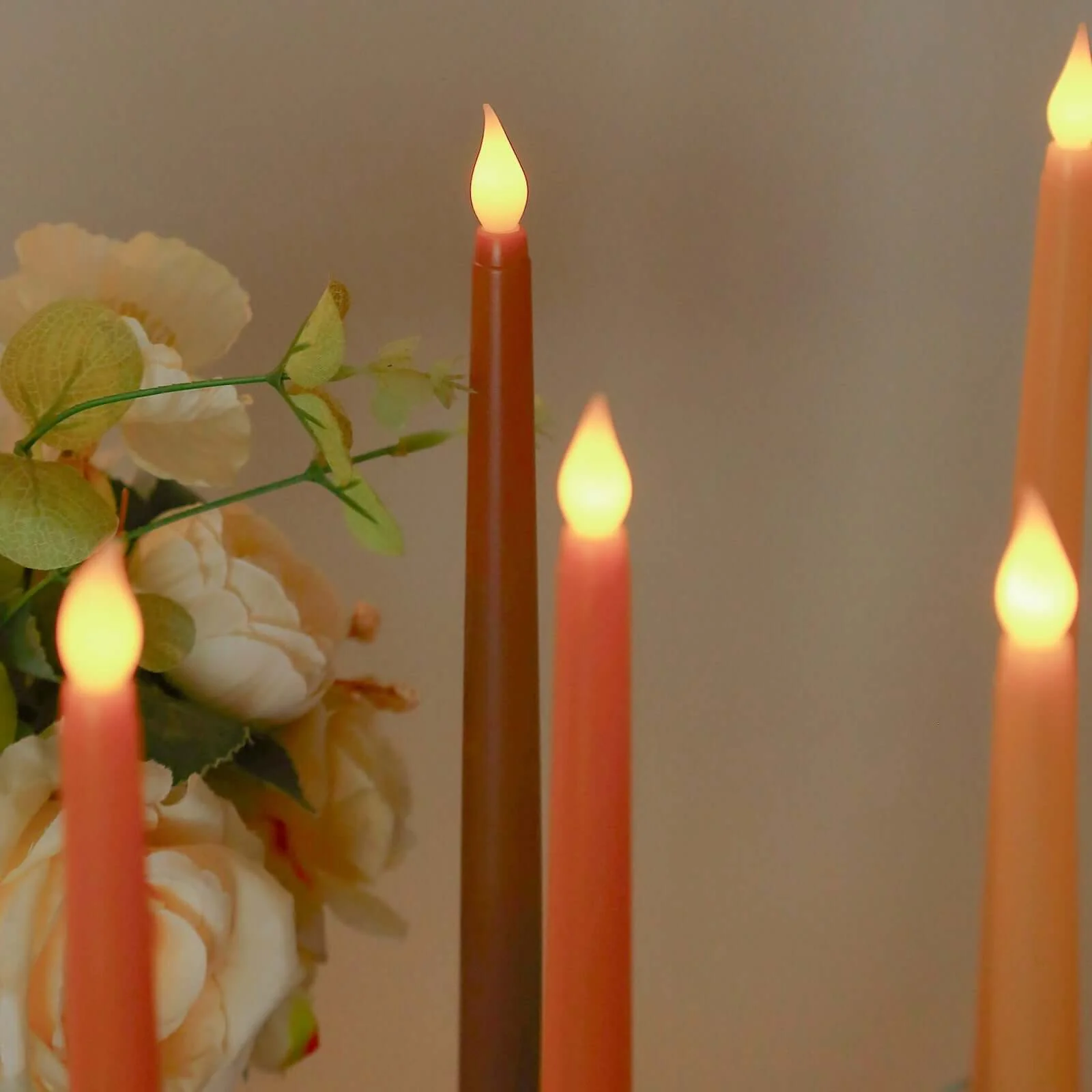 8-Pack LED Taper Candles 11" Flickering Mixed Pink - Flameless Battery Operated Lighting - Image 2
