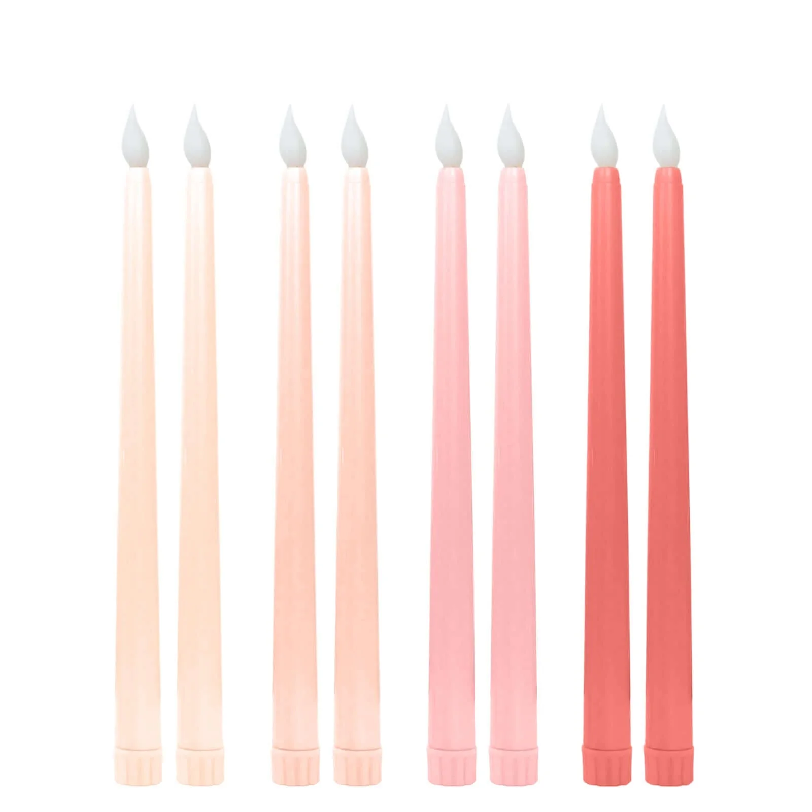 8-Pack LED Taper Candles 11" Flickering Mixed Pink - Flameless Battery Operated Lighting - Image 6