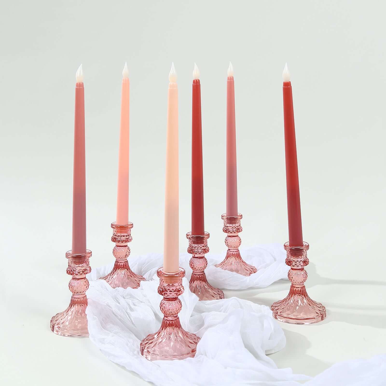 8-Pack LED Taper Candles 11" Flickering Mixed Pink - Flameless Battery Operated Lighting - Image 7