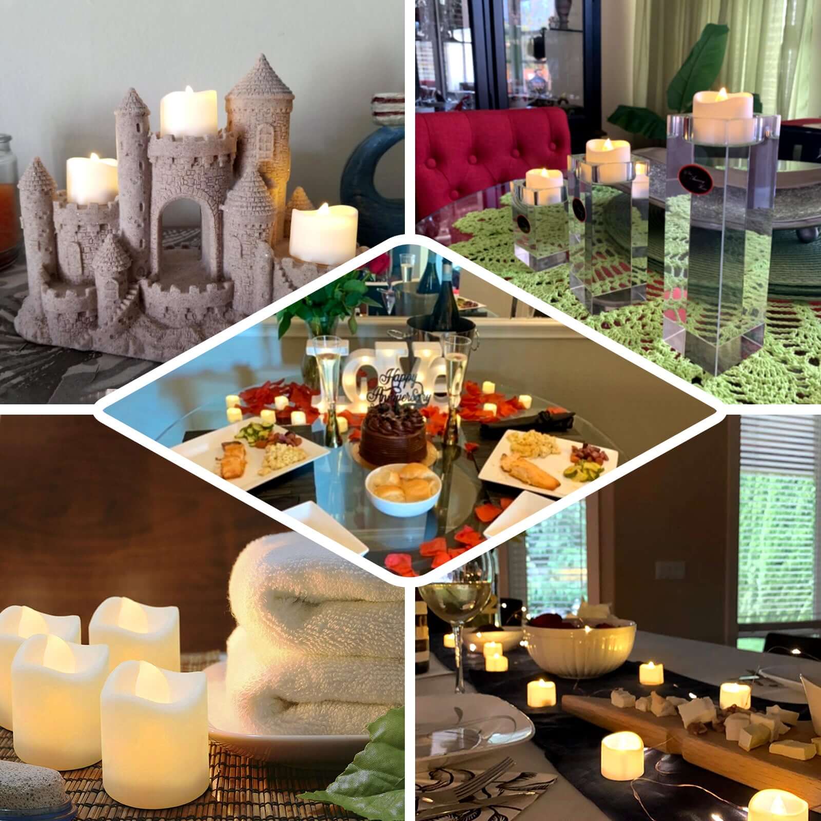 12-Pack LED Votive Candles White Classic Design - Flameless Battery Operated Reusable Lighting - Image 5
