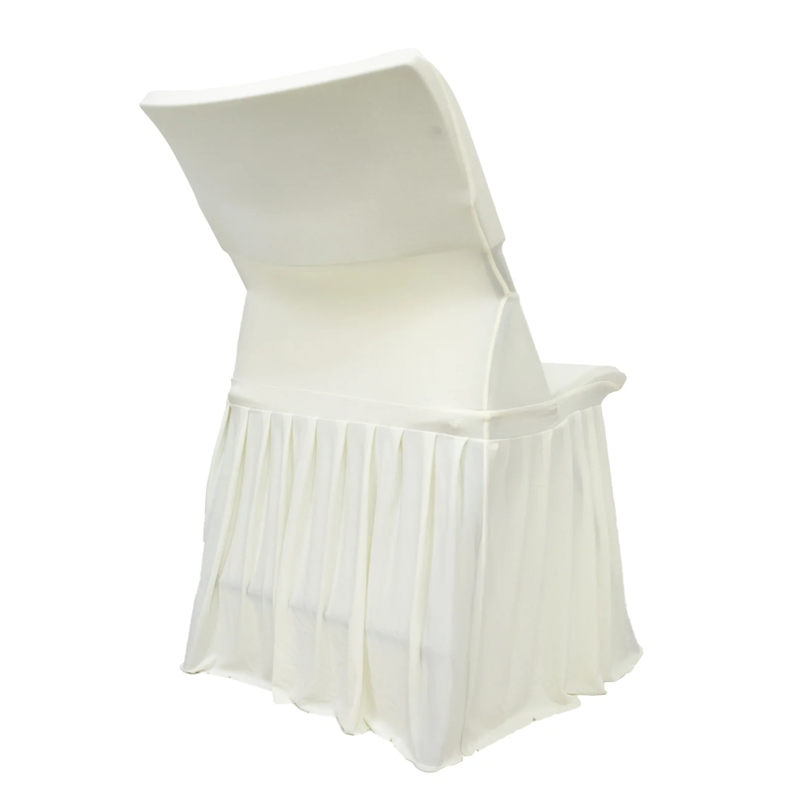 Lifetime Folding Chair Cover Ivory – Spandex Pleated Stretch Slipcover with Floor-Length Skirt, Also Fits Standard Chairs - Image 7