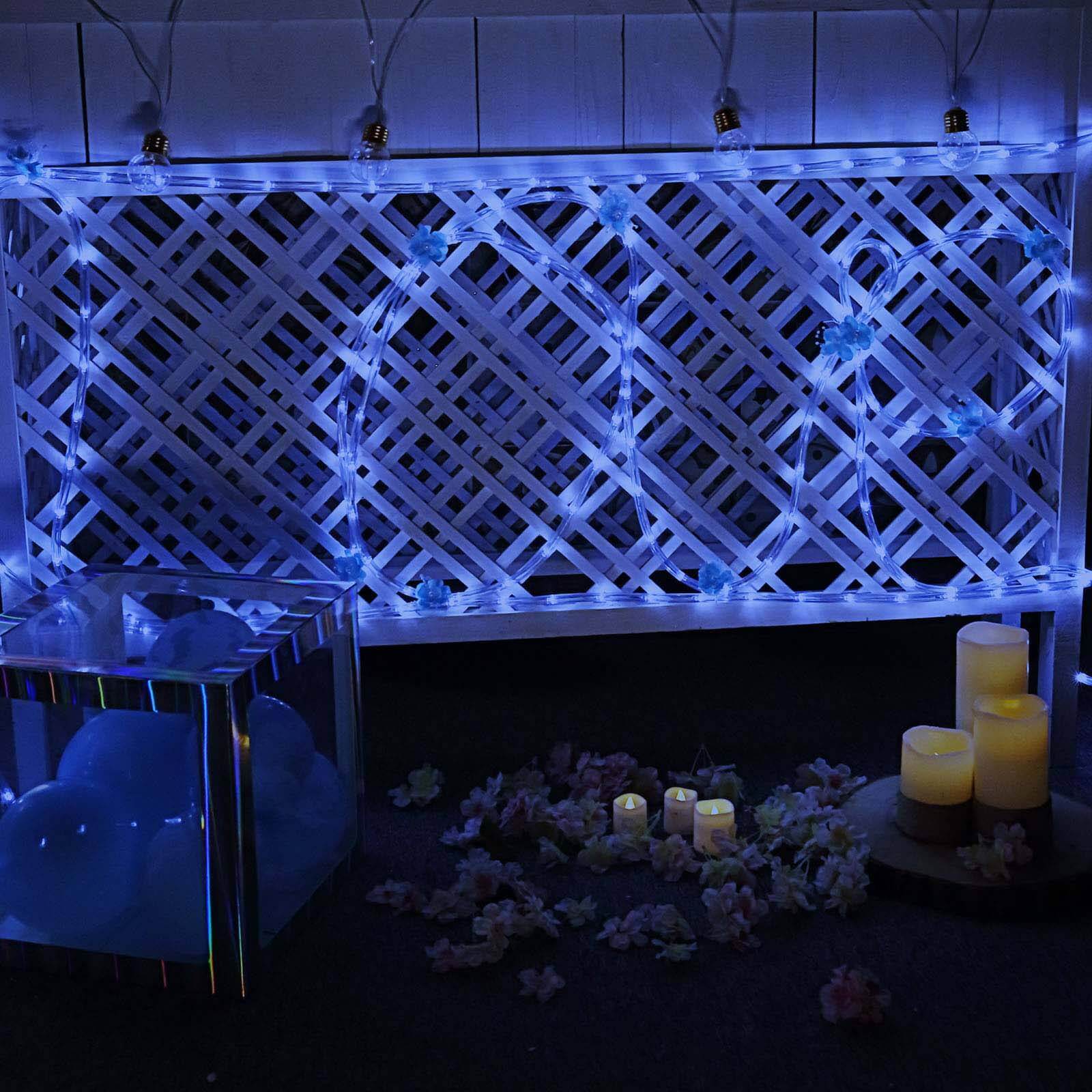 Light Blue Waterproof Outdoor LED Rope Light, 120V With 250 Bright LEDs 33ft - Image 2