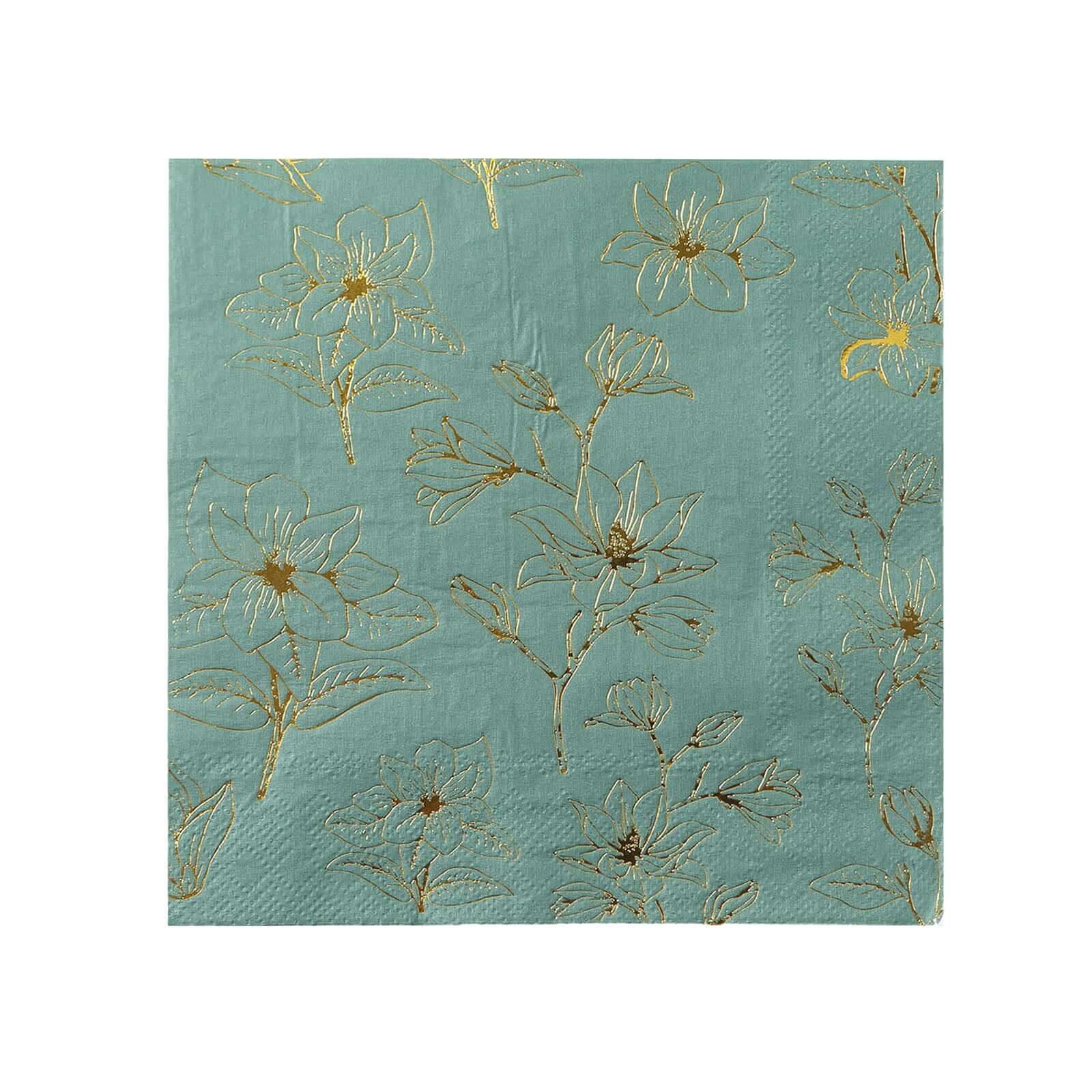 50-Pack Paper Cocktail Napkins 2 Ply Dusty Sage Green with Gold Magnolia Flowers Print - Soft and Highly Absorbent Beverage Napkins - Image 7