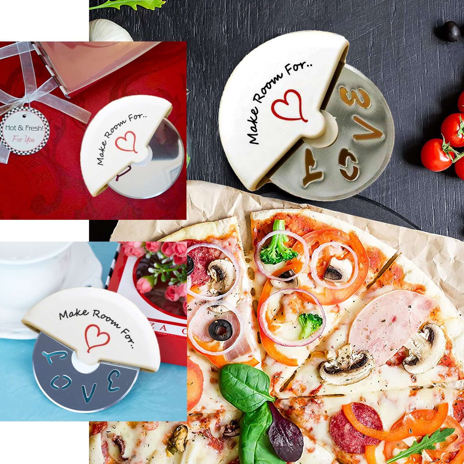 Room For Love Stainless Steel Pizza Cutter Party Favor - Image 2