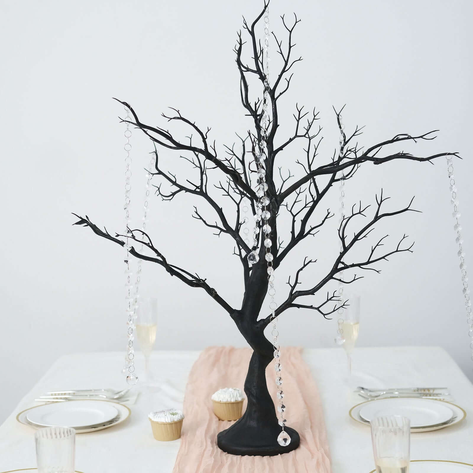 Manzanita Tree Centerpiece 34" Black with 8 Acrylic Bead Chains - Easy Assembly Decorative Artificial Tree - Image 5
