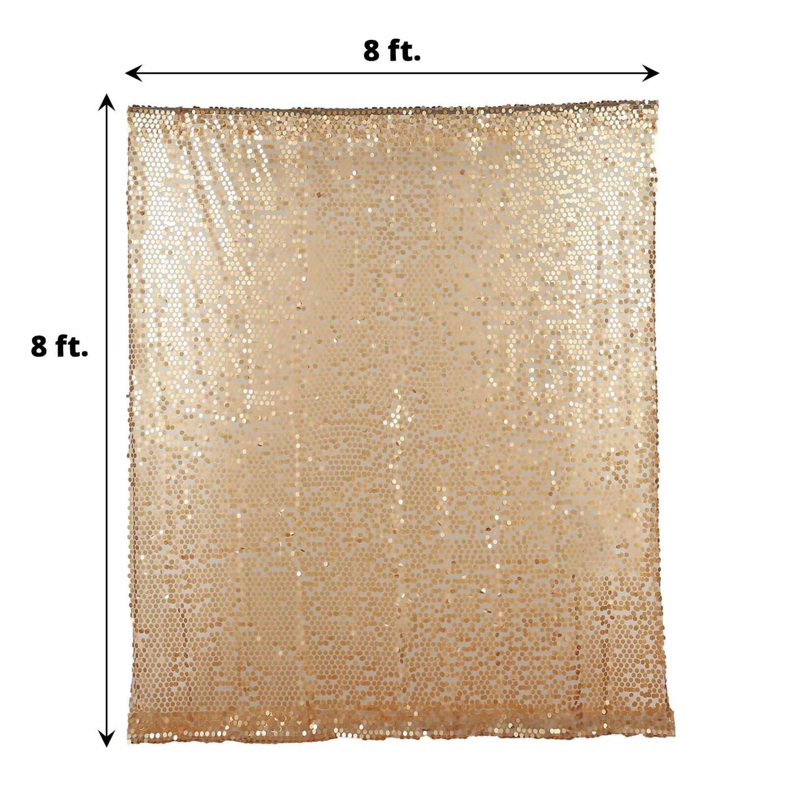 Matte Champagne Big Payette Sequin Backdrop Drape Curtain, Photo Booth Event Divider Panel - 8ftx8ft - Image 3