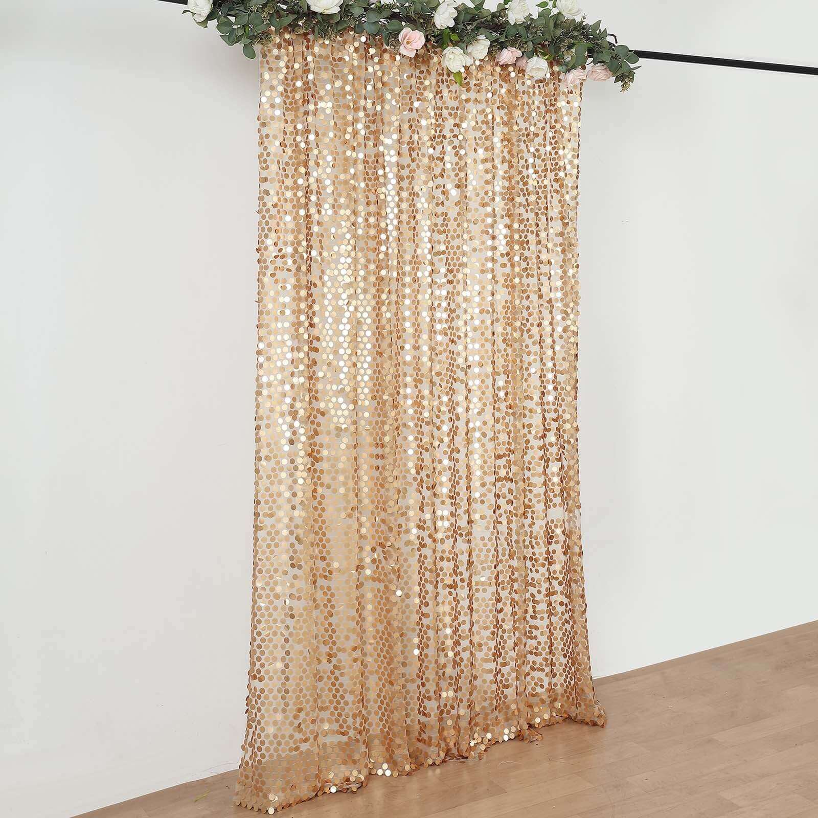 Matte Champagne Big Payette Sequin Backdrop Drape Curtain, Photo Booth Event Divider Panel - 8ftx8ft - Image 6