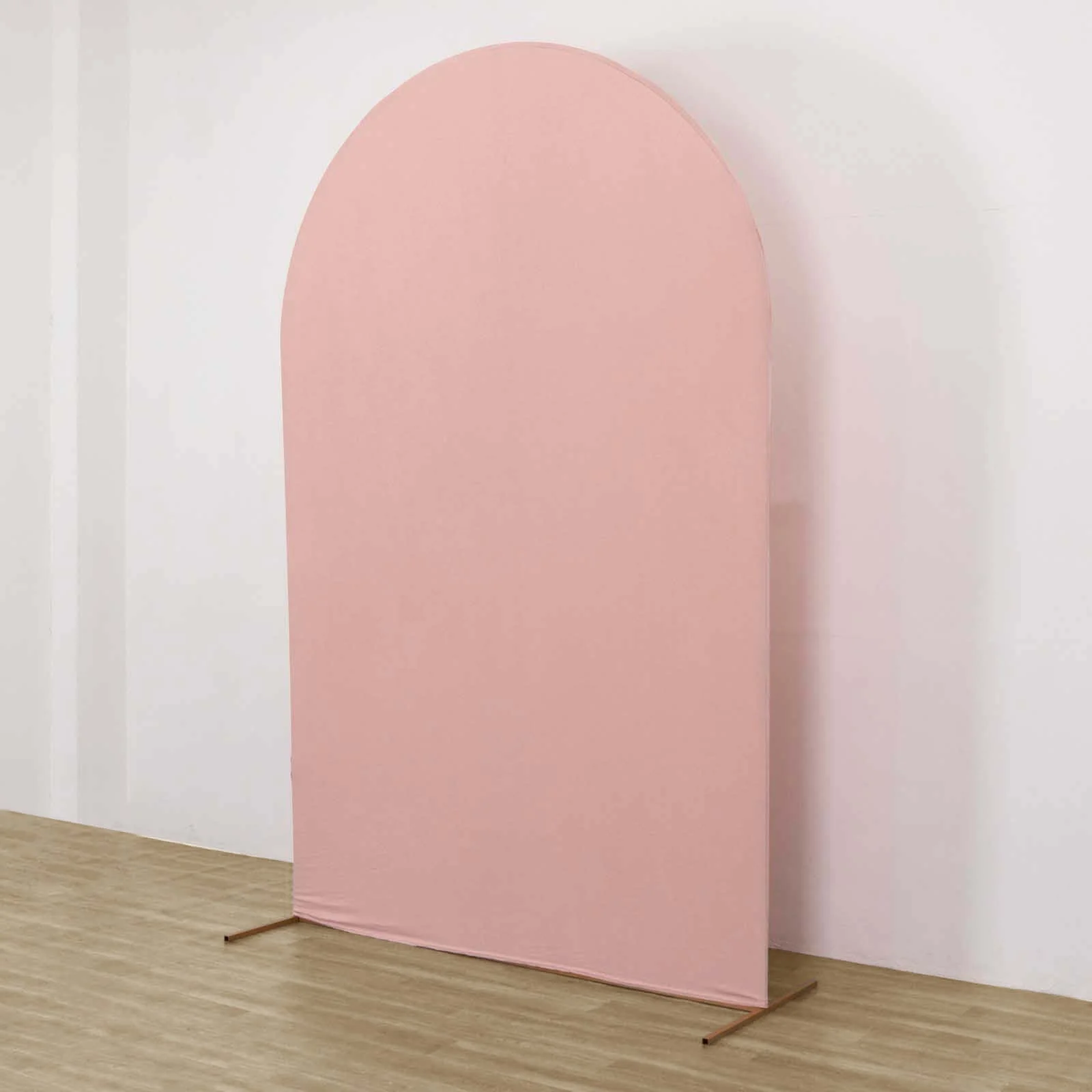 Matte Dusty Rose Spandex Fitted Chiara Backdrop Stand Cover For Round Top Wedding Arch - 8ft - Image 5