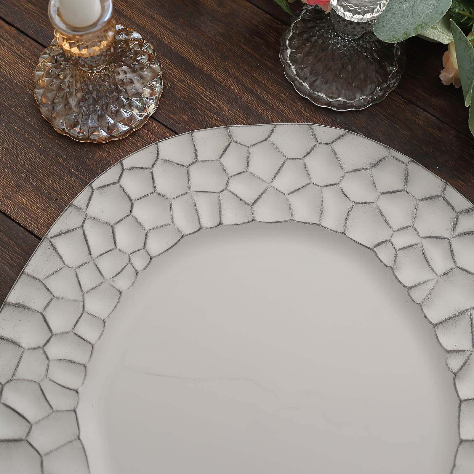 6-Pack Charger Plates 13" Round Gray with Hammered Rim - Matte Finish Modern Dinner Charger Tableware - Image 11