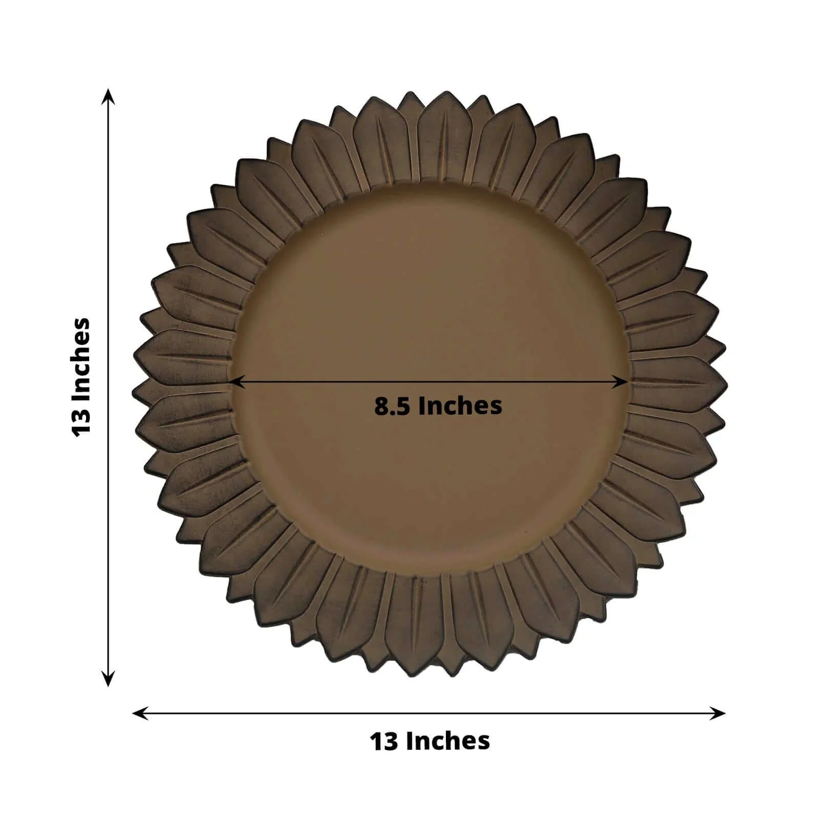 6-Pack Plastic Charger Plates 13" Round Natural with Sunflower Rim - Matte Finish Disposable Dinner Charger Tableware - Image 3