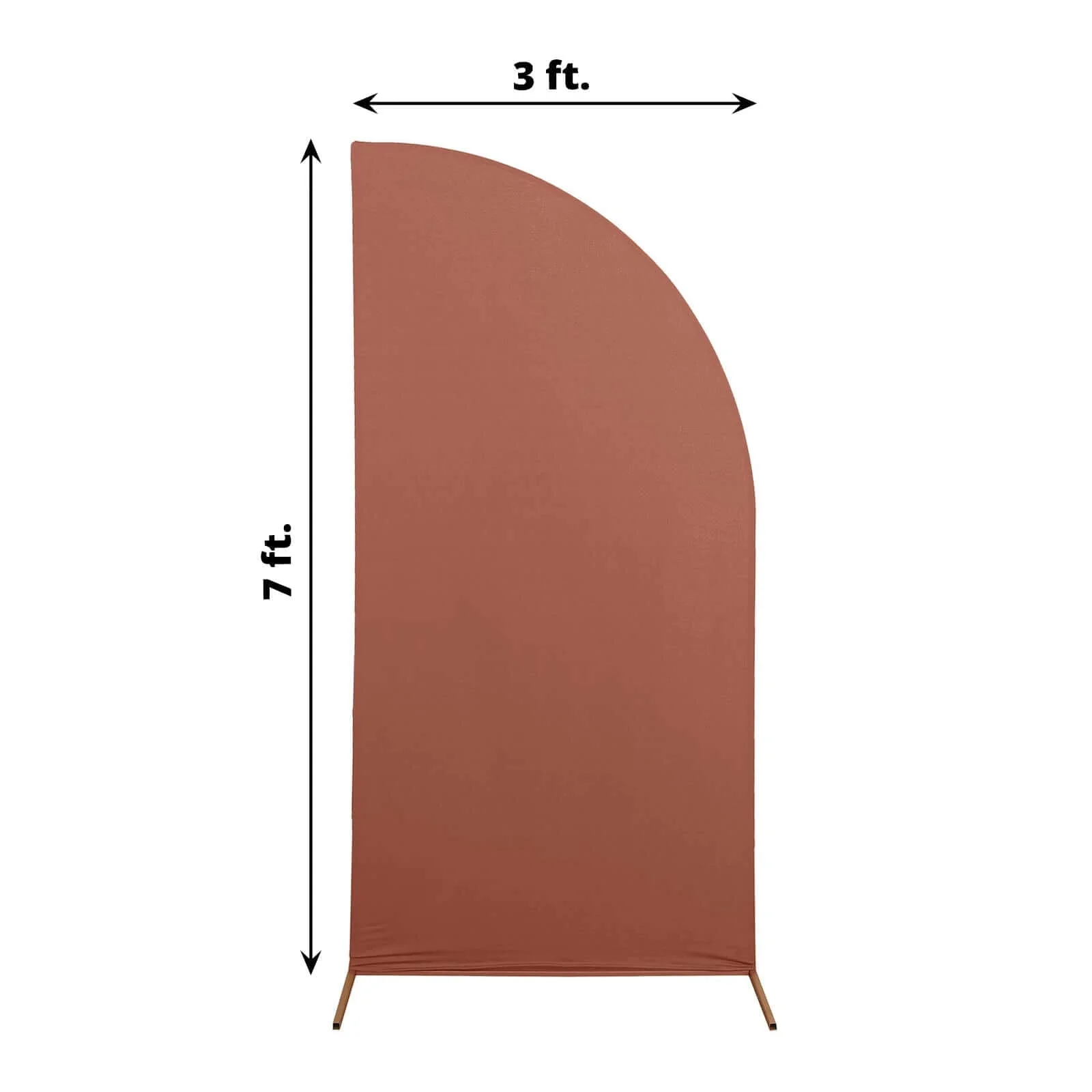 Matte Terracotta (Rust) Fitted Spandex Half Moon Wedding Arch Cover, Custom Fit Chiara Backdrop Stand Cover 7ft - Image 2