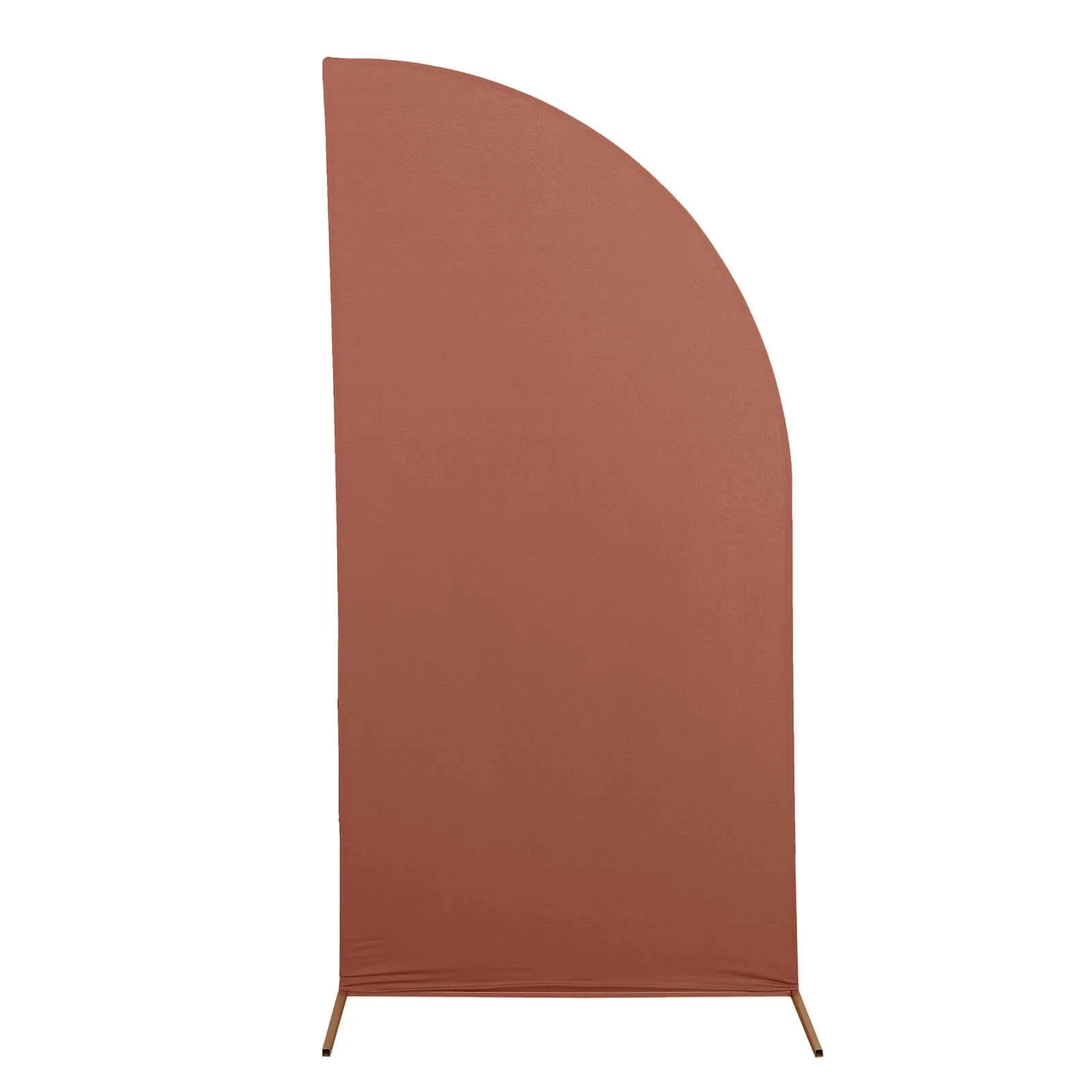 Matte Terracotta (Rust) Fitted Spandex Half Moon Wedding Arch Cover, Custom Fit Chiara Backdrop Stand Cover 7ft - Image 5