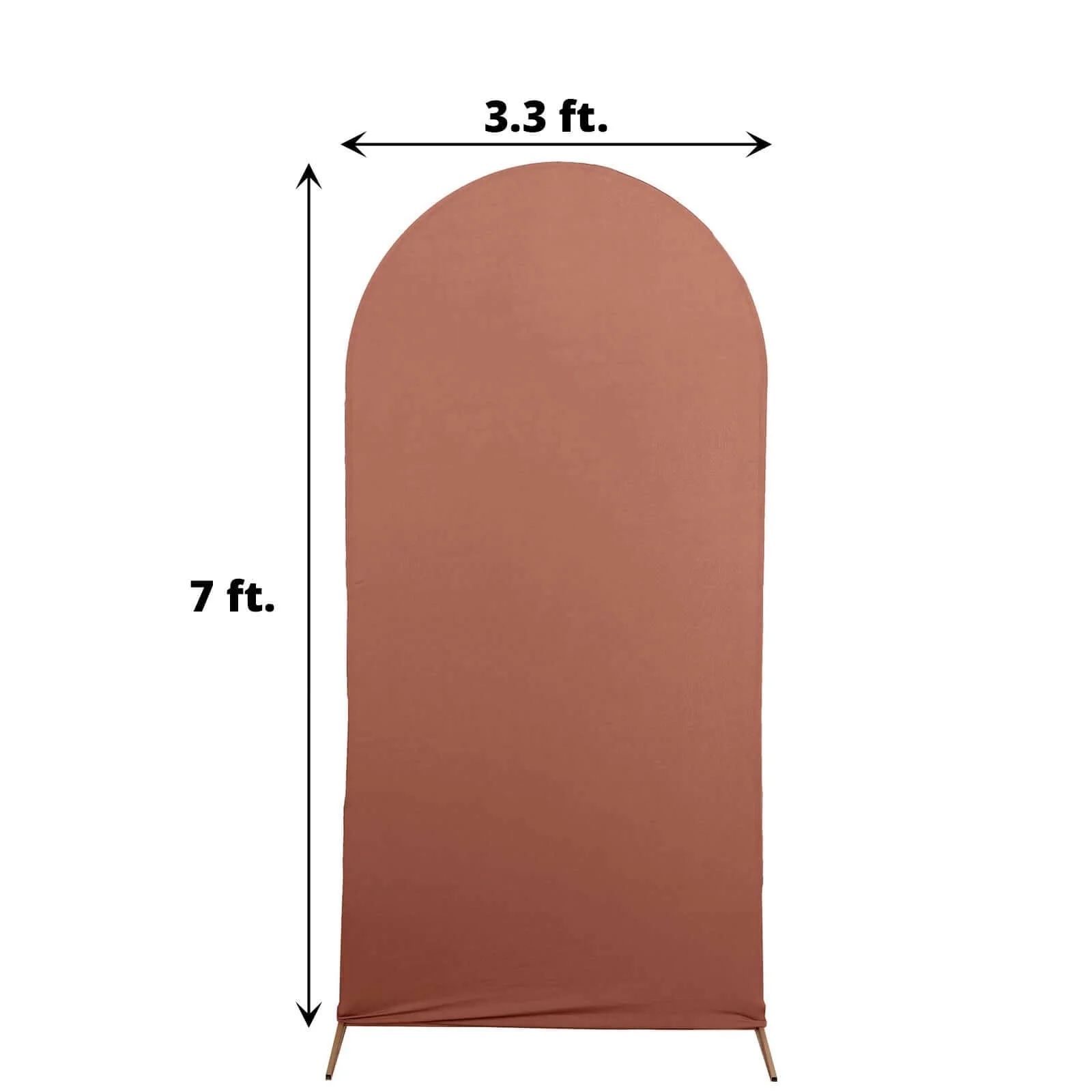 Matte Terracotta (Rust) Spandex Fitted Wedding Arch Cover For Round Top Chiara Backdrop Stand 7ft - Image 3