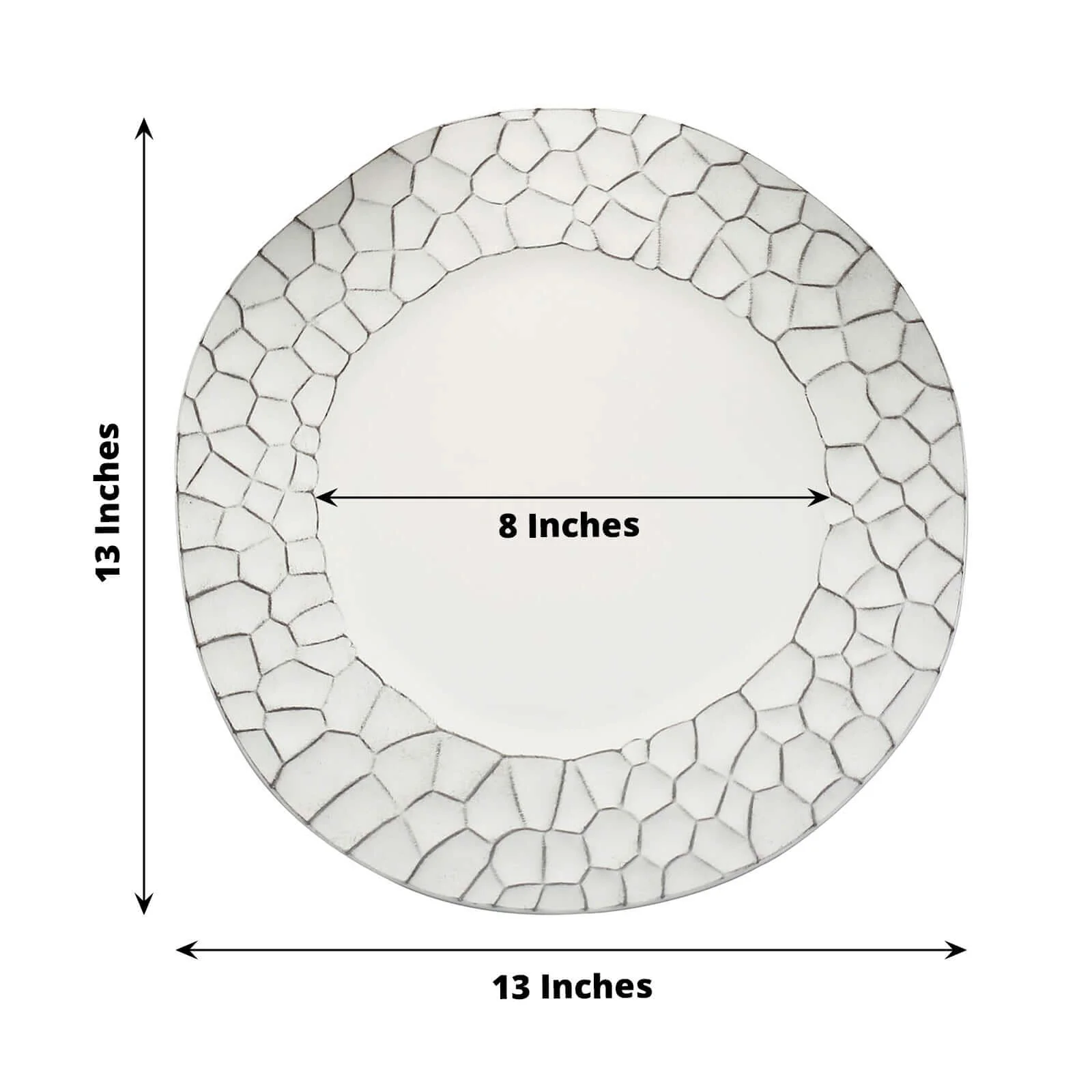 6-Pack Charger Plates 13" Round White with Hammered Rim - Matte Finish Modern Dinner Charger Tableware - Image 3
