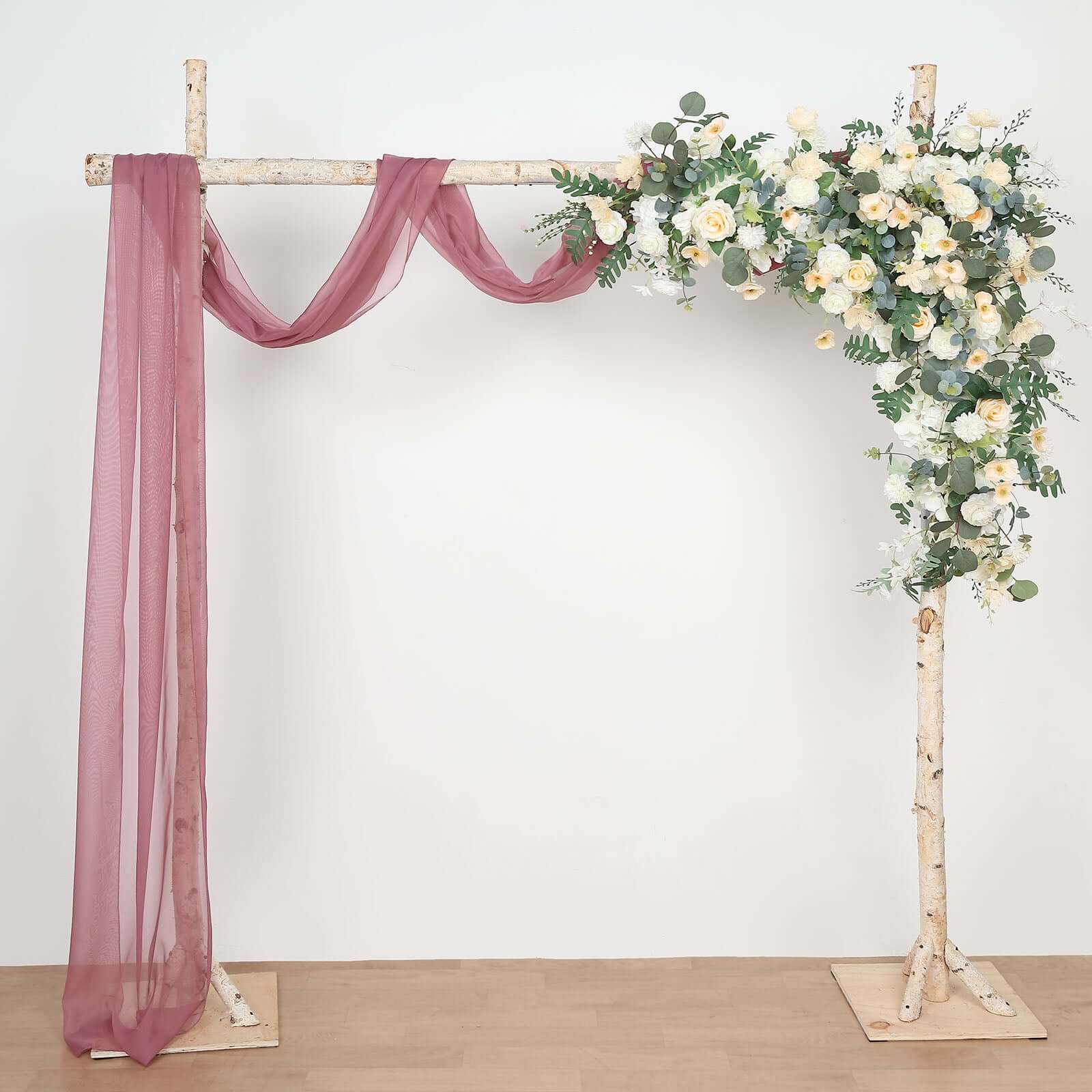 Mauve Cinnamon Rose Sheer Organza Wedding Arch Draping Fabric, Long Curtain Backdrop Window Scarf Valance 18ft - Image 5