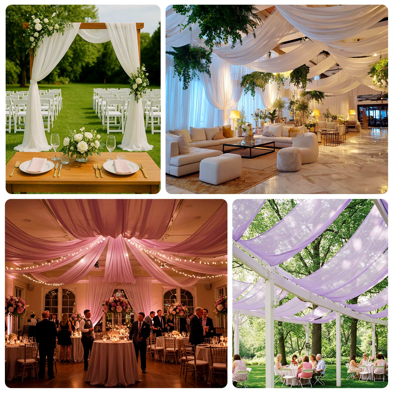 Sheer Wedding Arch Drape – 5ftx32ft Mauve Cinnamon Rose Sheer Curtain Backdrop, Ceiling Drapery Panel - Image 4