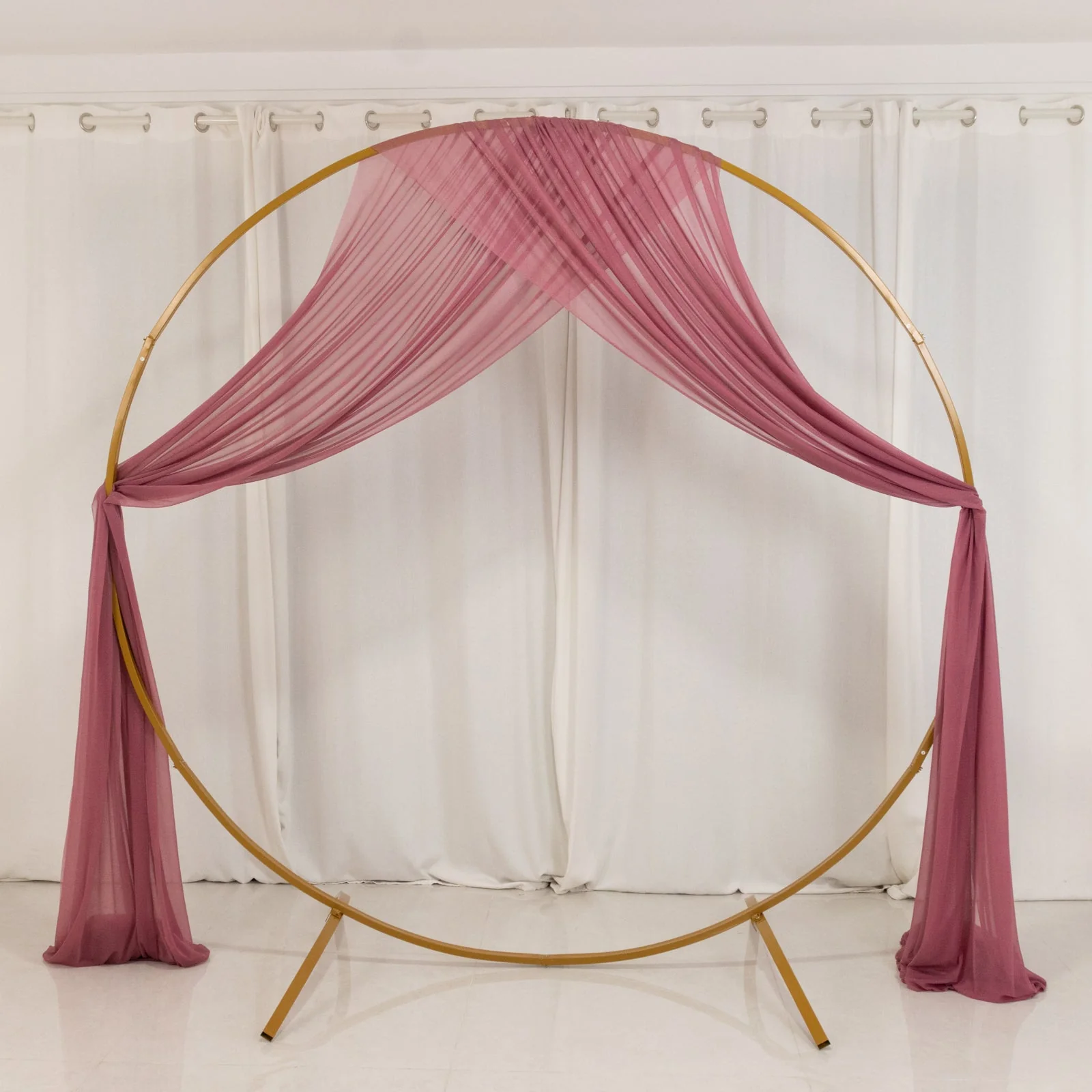 Sheer Wedding Arch Drape – 5ftx32ft Mauve Cinnamon Rose Sheer Curtain Backdrop, Ceiling Drapery Panel - Image 8