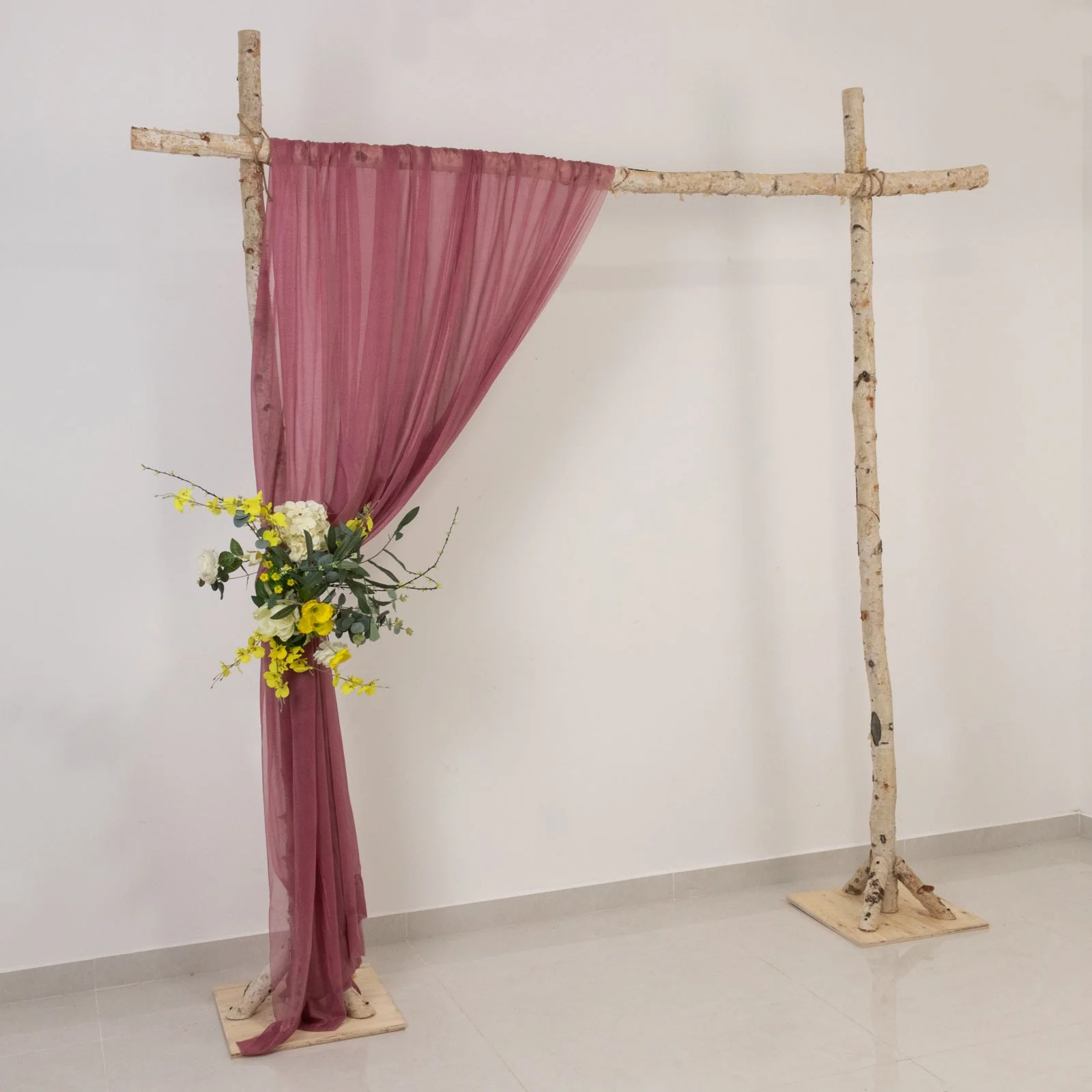 Sheer Wedding Arch Drape – 5ftx14ft Mauve Cinnamon Rose Sheer Curtain Backdrop, Ceiling Drapery Panel