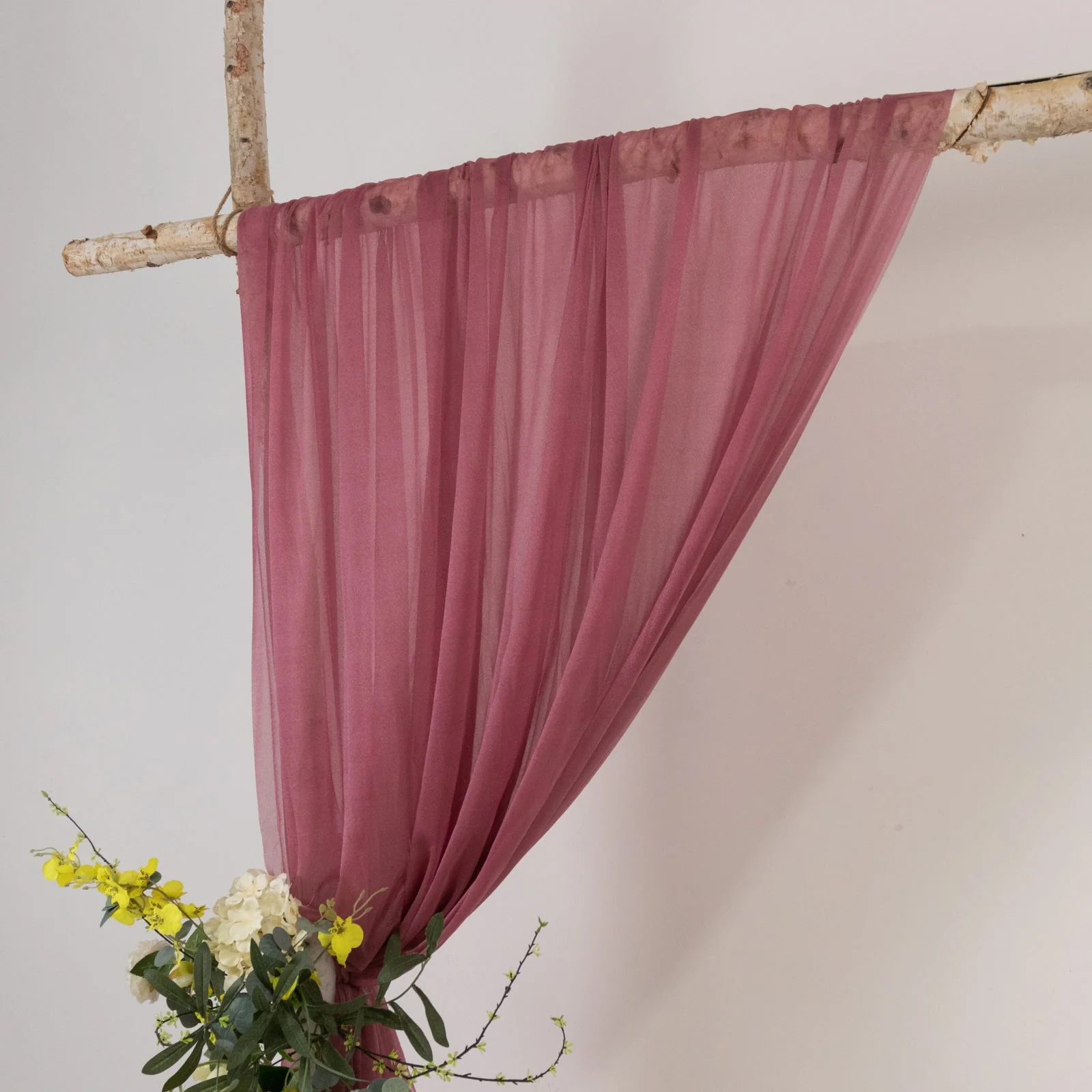 Sheer Wedding Arch Drape – 5ftx14ft Mauve Cinnamon Rose Sheer Curtain Backdrop, Ceiling Drapery Panel - Image 3