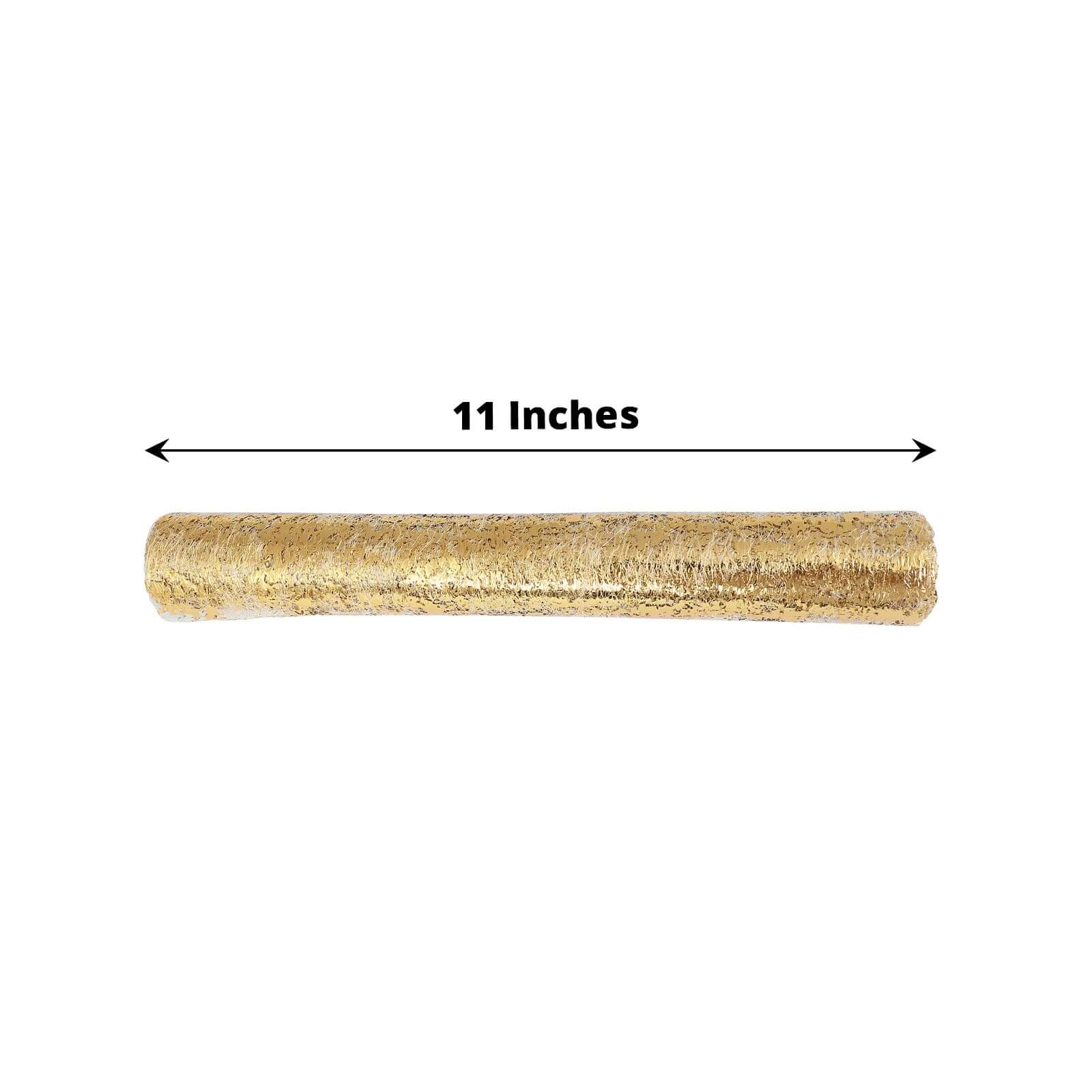 Mesh Polyester Table Runner Roll 108" Metallic Gold Distressed Foil Printing - Chic Disposable Party Table Decor - Image 3
