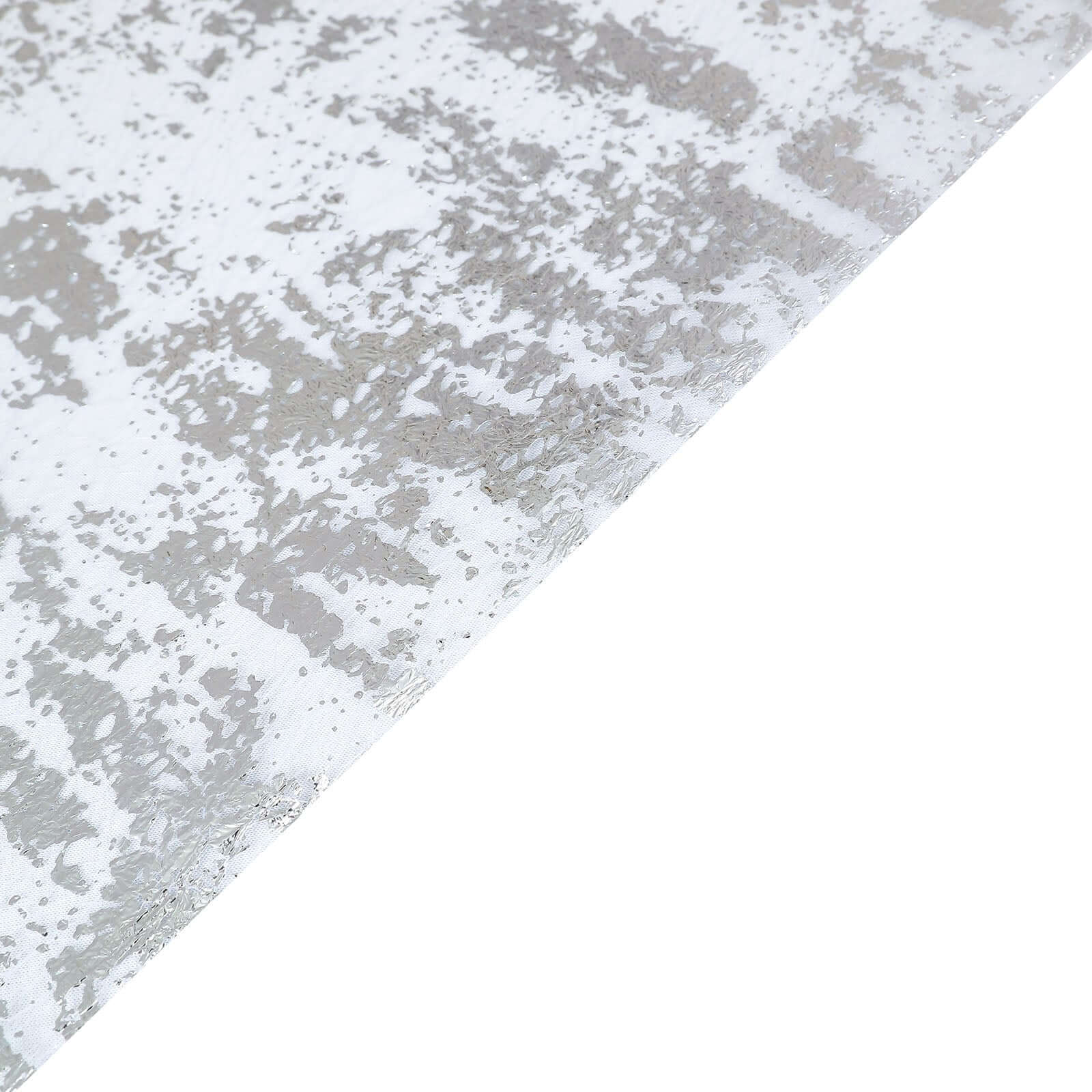 Mesh Polyester Table Runner Roll 108" Metallic Silver Distressed Foil Printing - Disposable Table Decor - Image 8