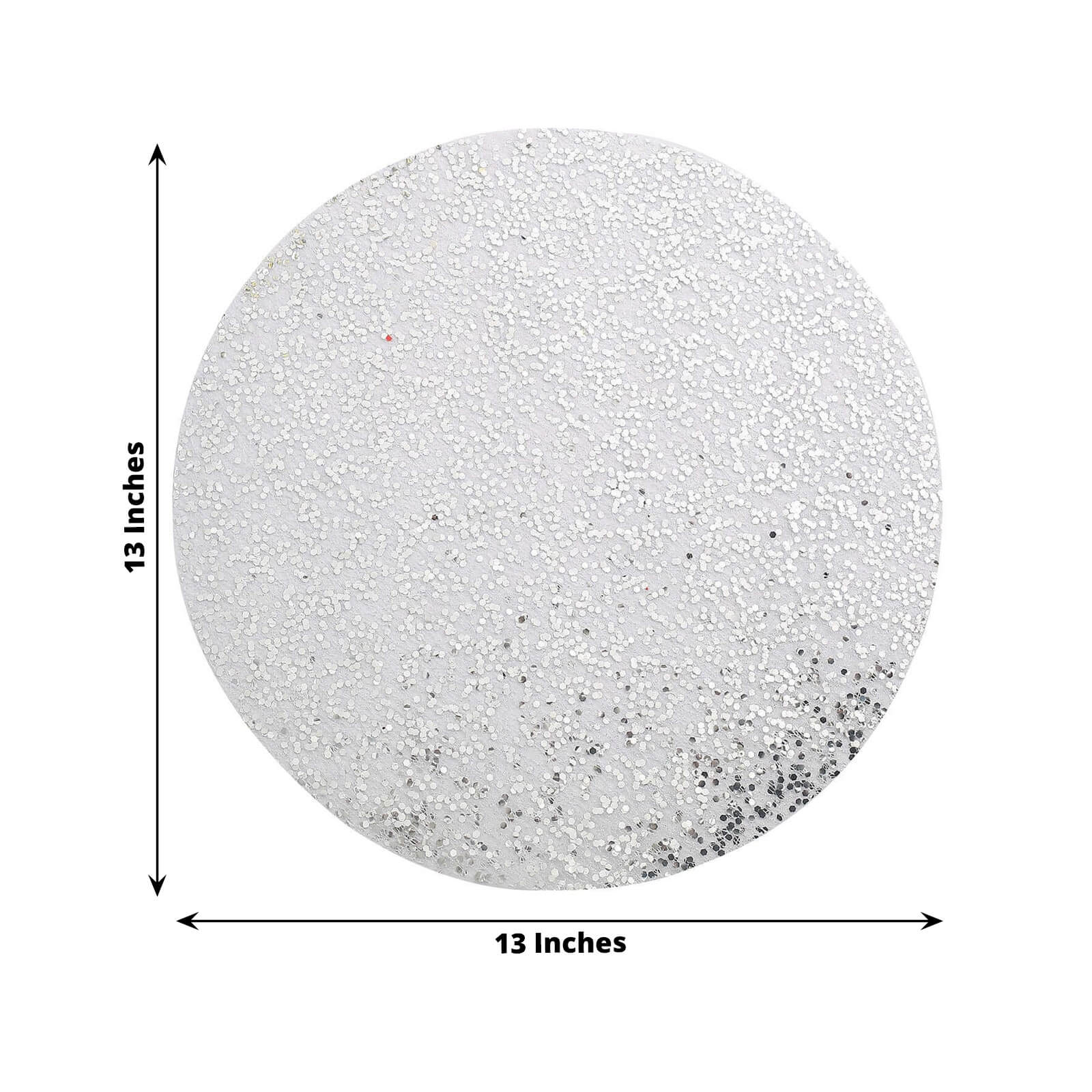 50-Pack Mesh Table Placemats 13" Round Sequin Design Metallic Silver - Sparkly Dust-Free Disposable Dining Mats - Image 3