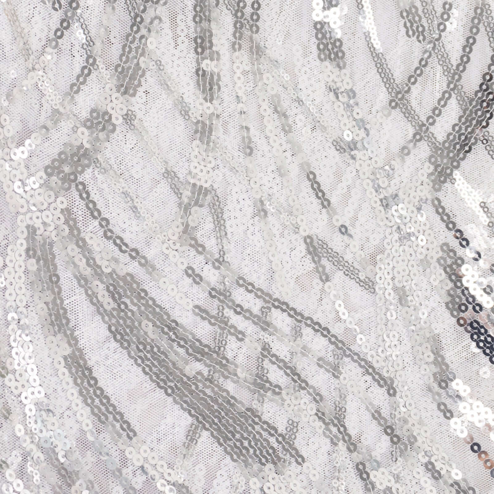 Mesh Table Runner 12"x108" Silver - Wave Embroidered Sequin Table Decor - Image 8