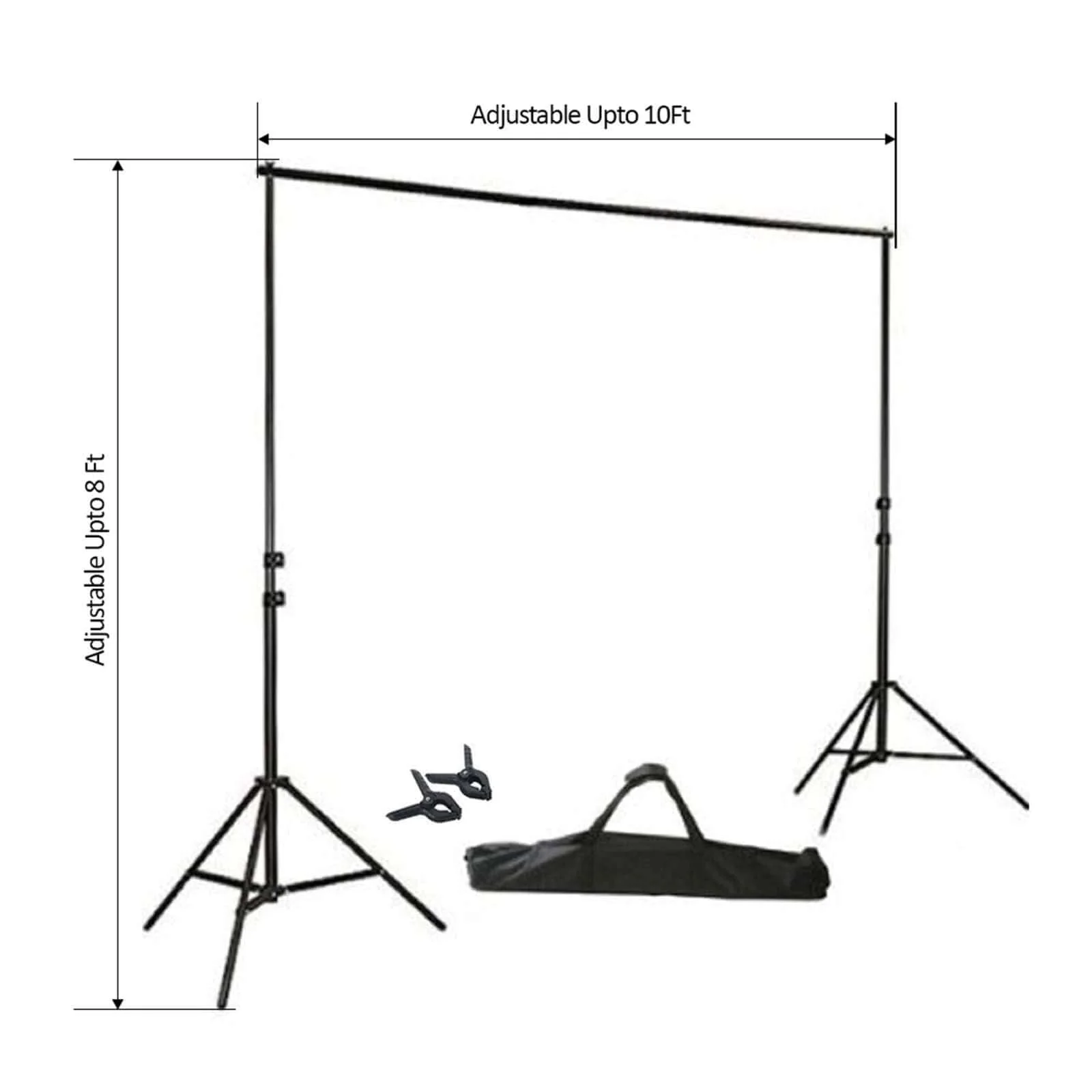 Metal Adjustable Pipe and Drape Photography Backdrop Stand Kit and FREE Clips 8ftX10ft - Image 8