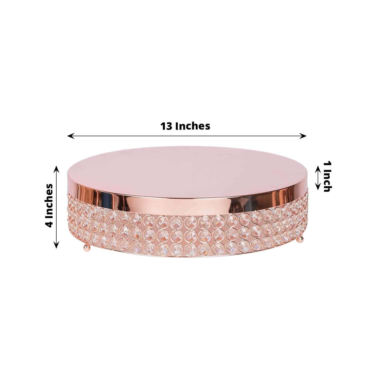 Metal Cake Stand Pedestal 14" Crystal Beaded Design Rose Gold - Cupcake Display and Dessert Riser - Image 3