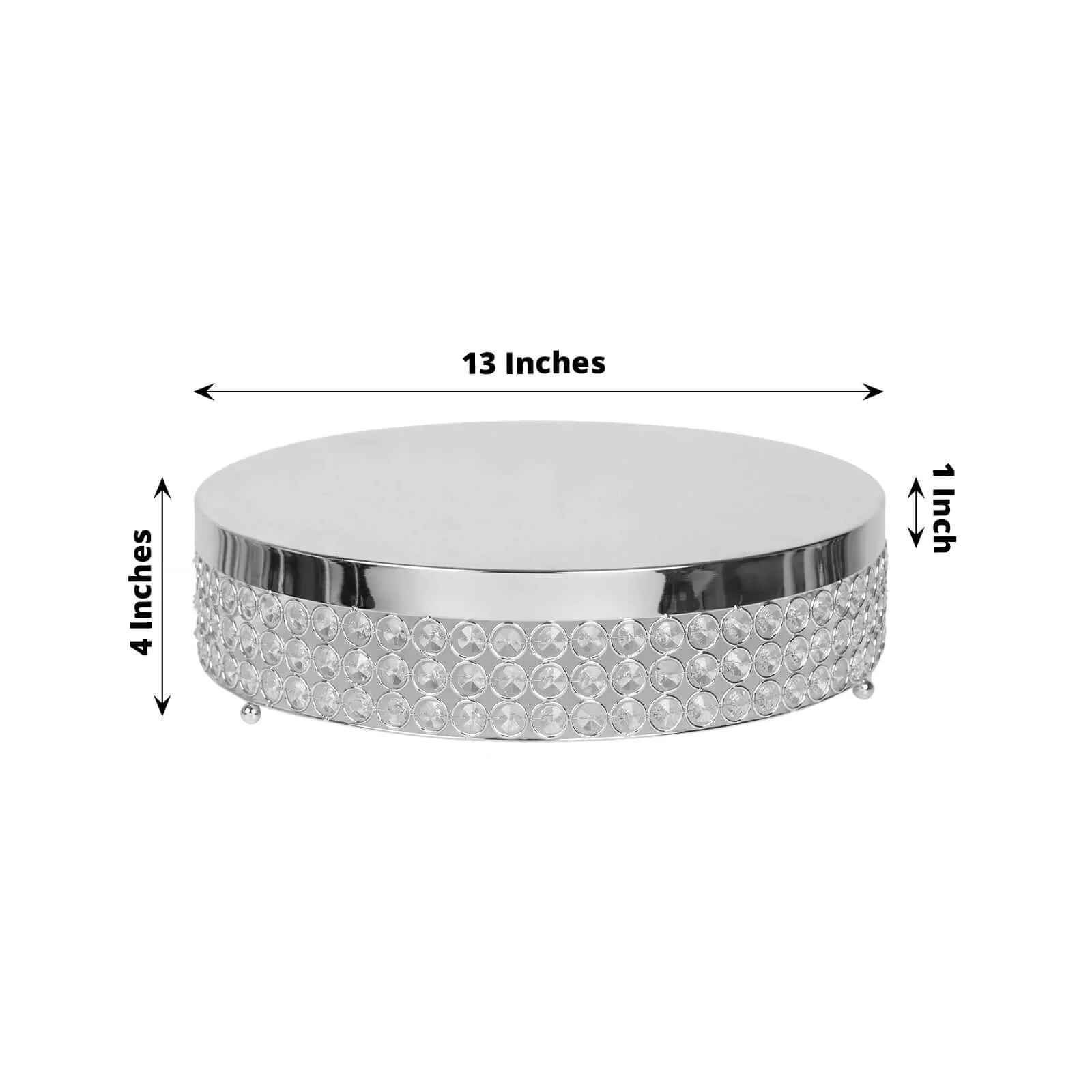 Metal Cake Stand Pedestal 13" Crystal Beaded Design Silver - Cupcake Display and Dessert Riser - Image 3